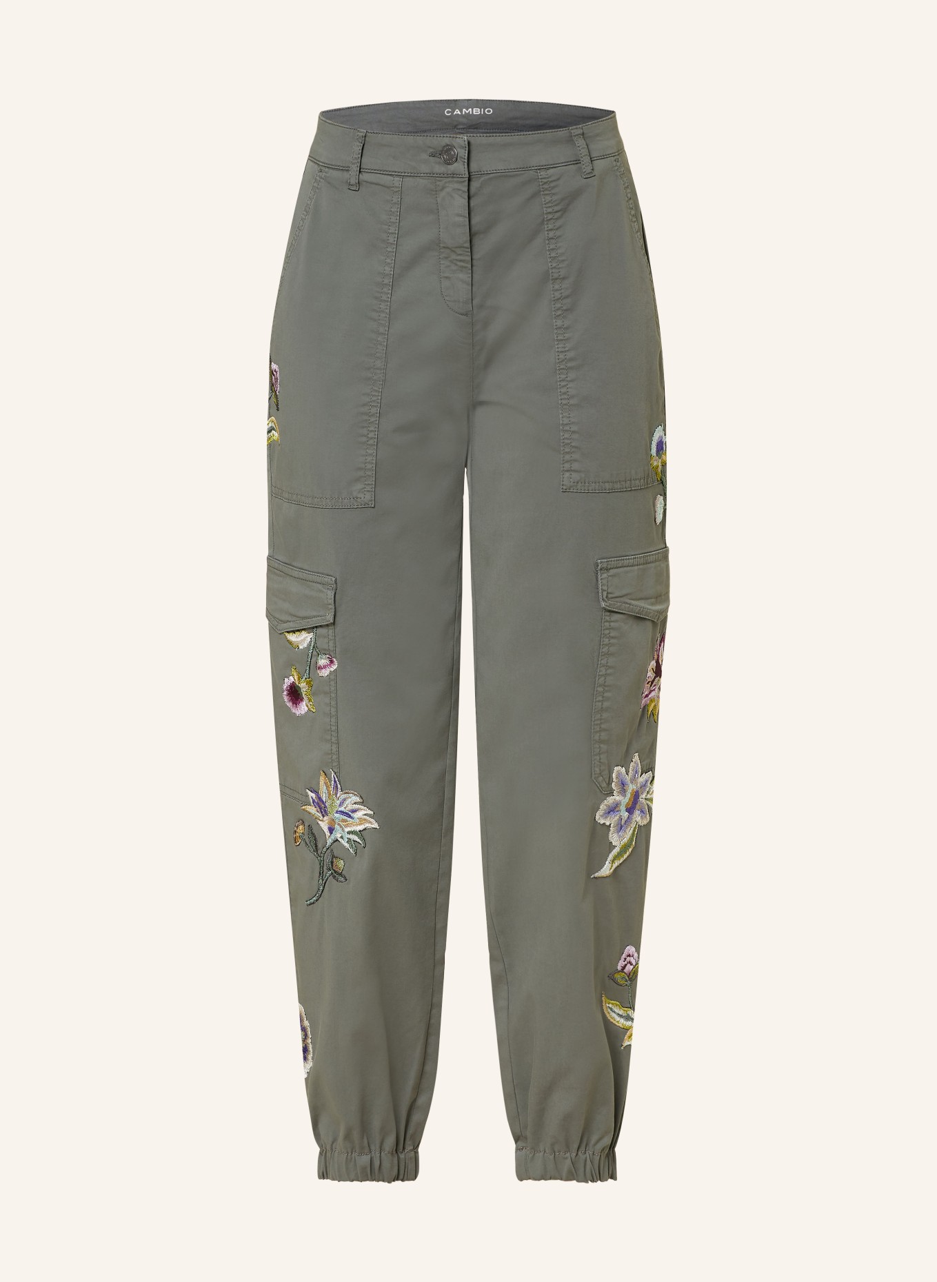 CAMBIO Cargo pants KARO with embroidery, Color: TEAL (Image 1)