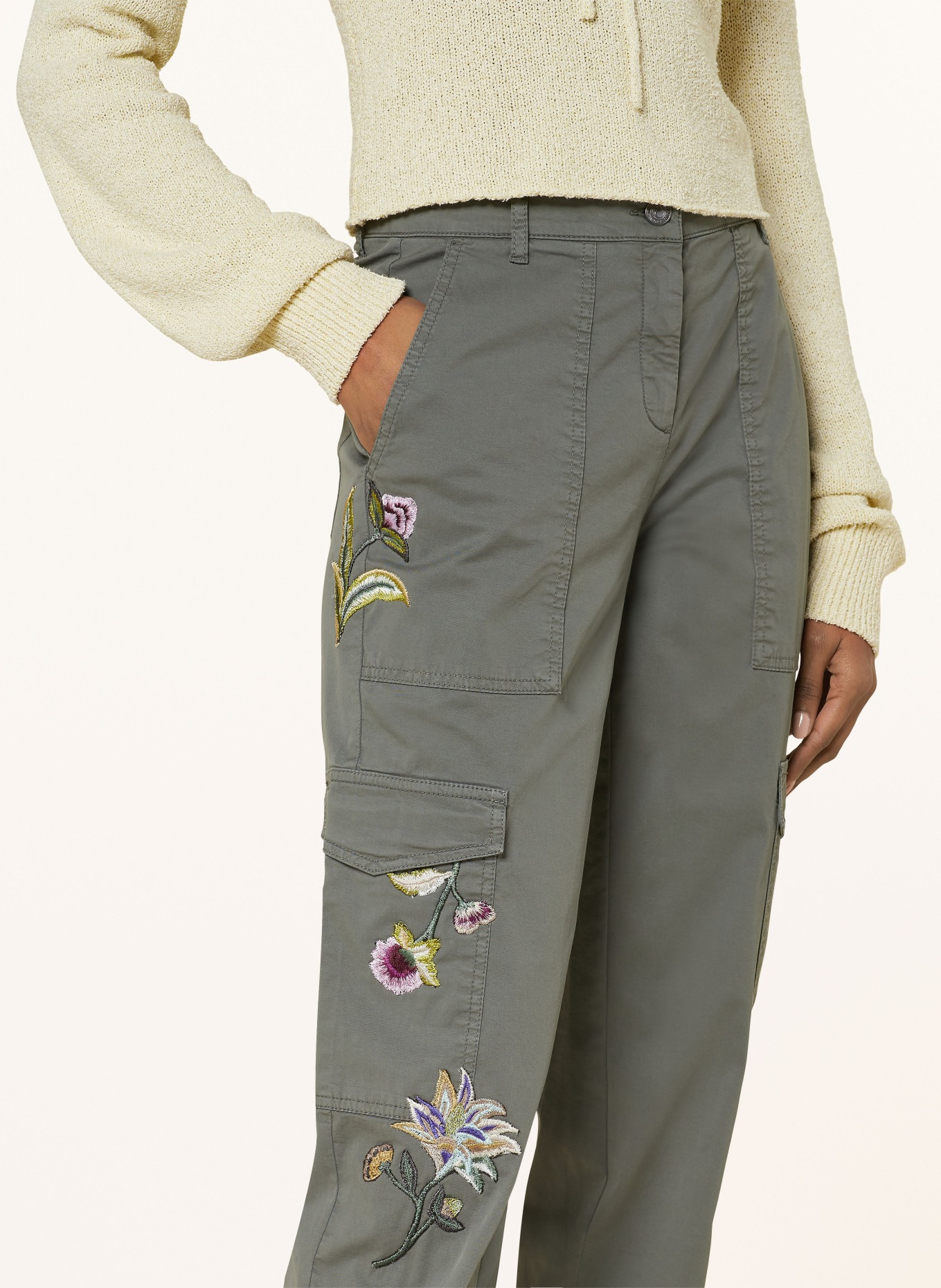 CAMBIO Cargo pants KARO with embroidery, Color: TEAL (Image 5)