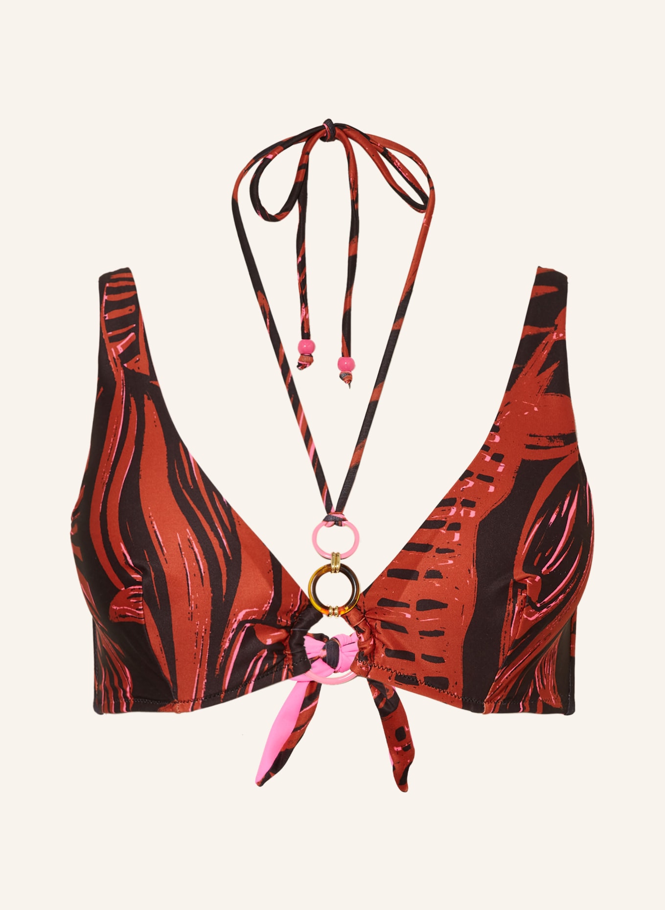 SPORTALM Underwired bikini top, Color: BLACK/ BROWN (Image 1)