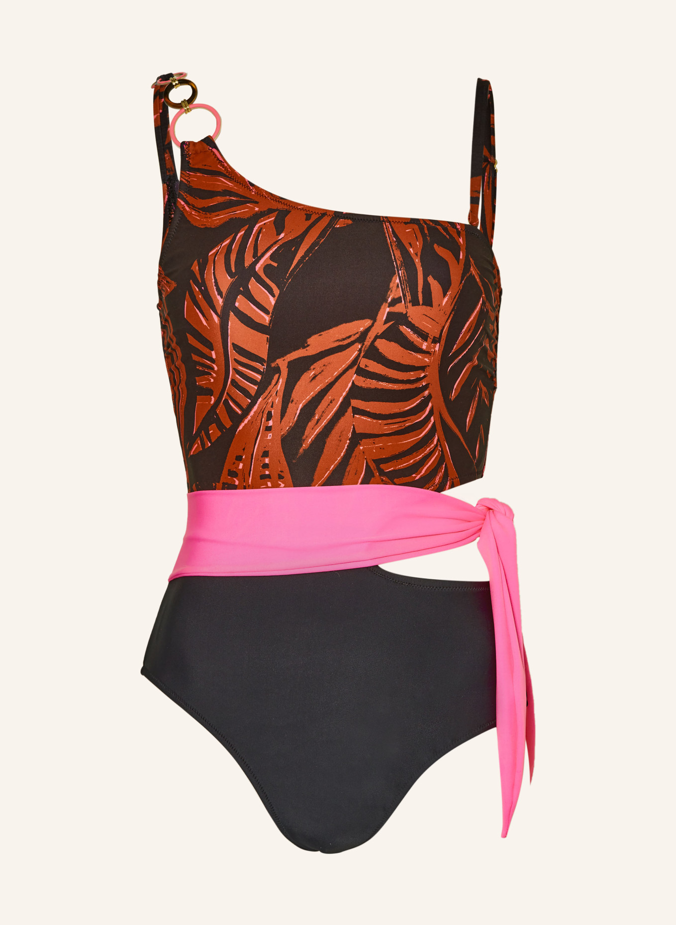 SPORTALM Swimsuit, Color: BLACK/ BROWN/ NEON PINK (Image 1)