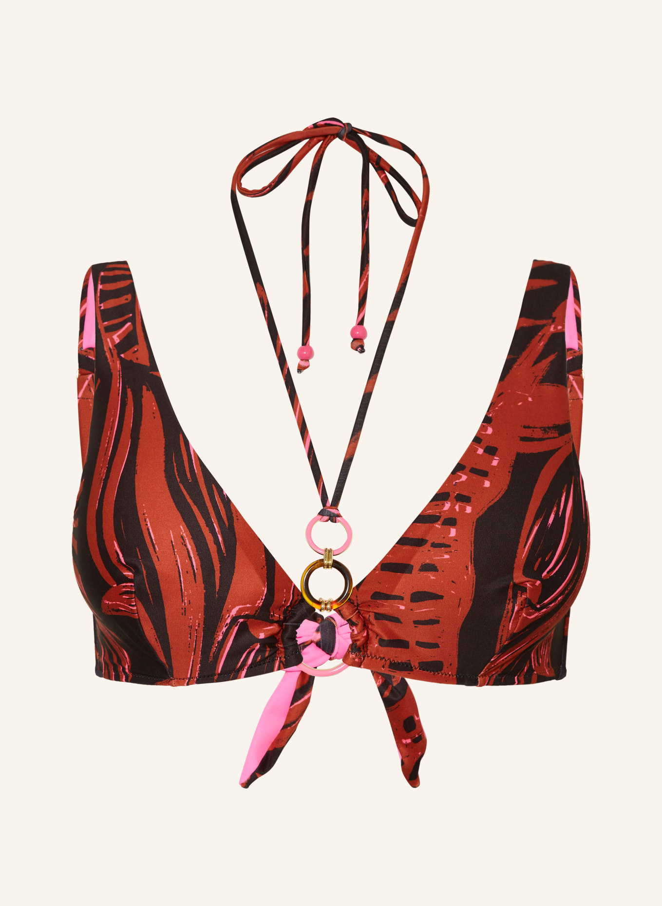 SPORTALM Underwired bikini top, Color: DARK ORANGE/ BLACK (Image 1)