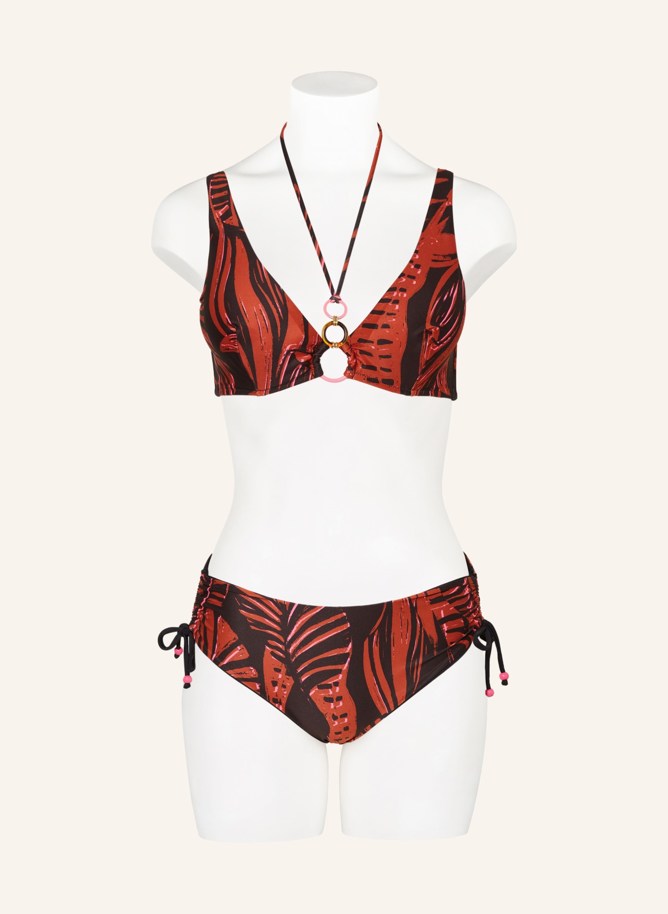 SPORTALM Underwired bikini top, Color: DARK ORANGE/ BLACK (Image 2)