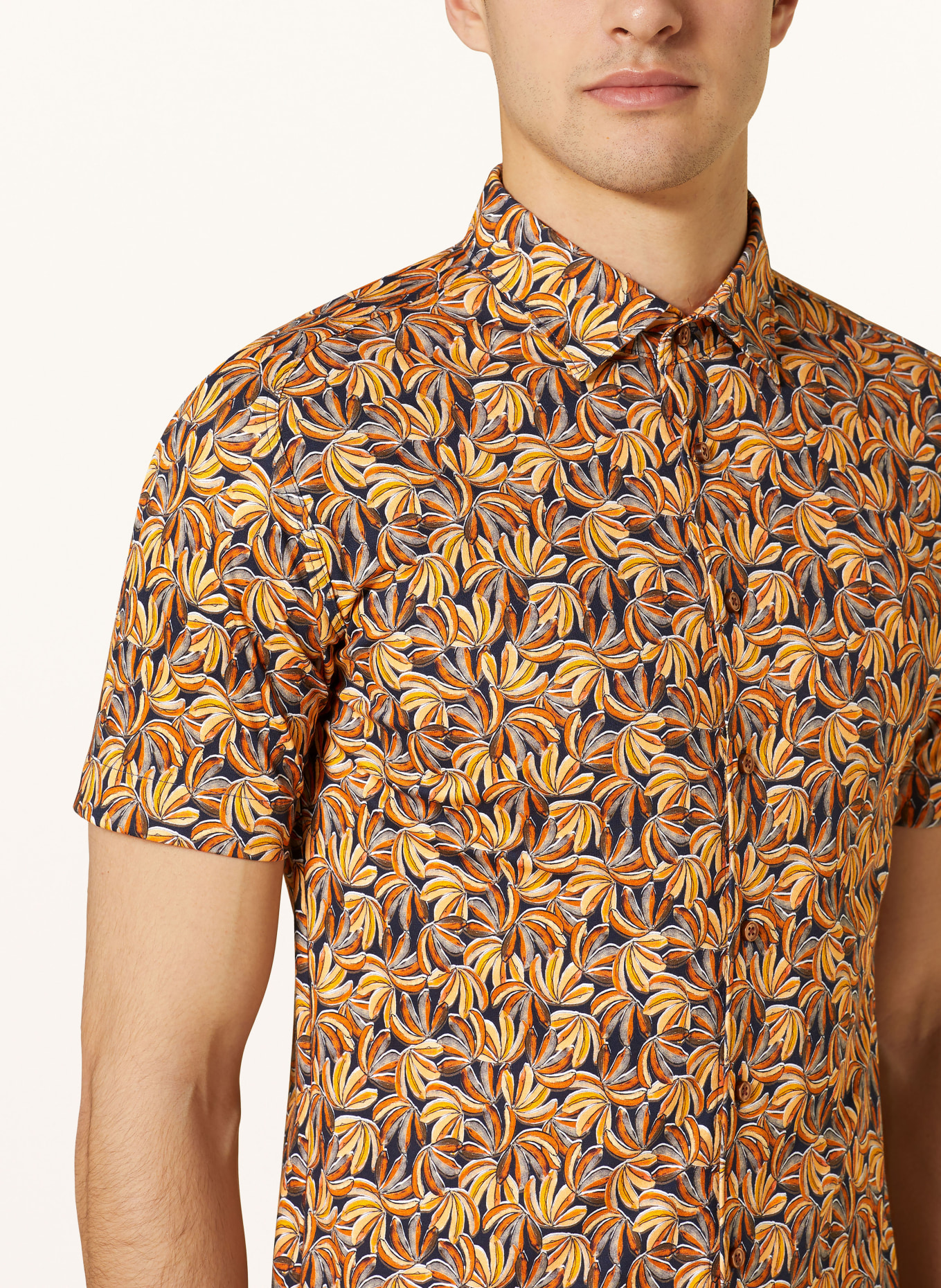 DESOTO Short sleeve shirt slim fit, Color: ORANGE/ YELLOW/ BROWN (Image 4)