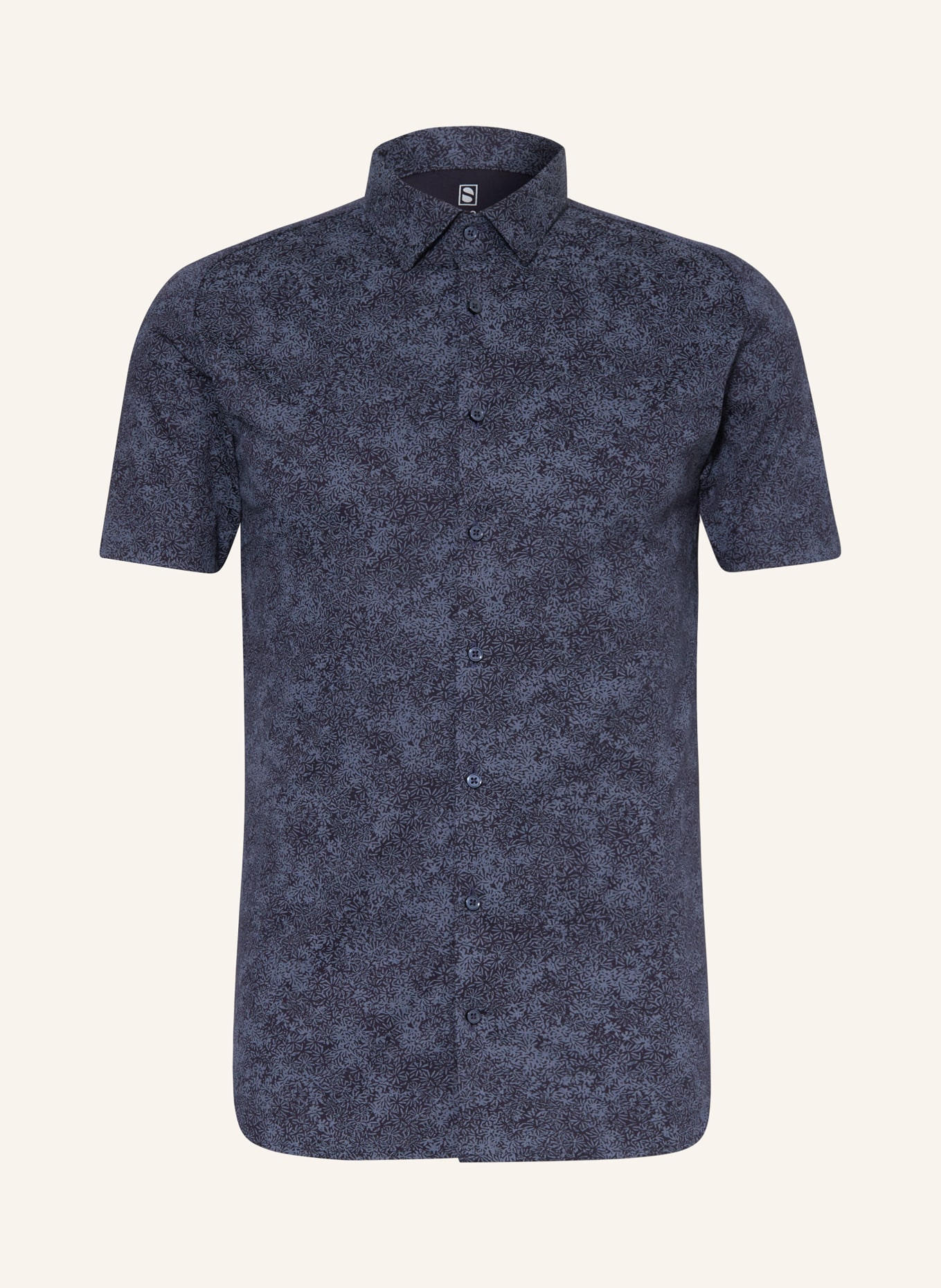 DESOTO Kurzarm-Hemd Slim Fit aus Jersey, Farbe: DUNKELBLAU/ BLAU (Bild 1)