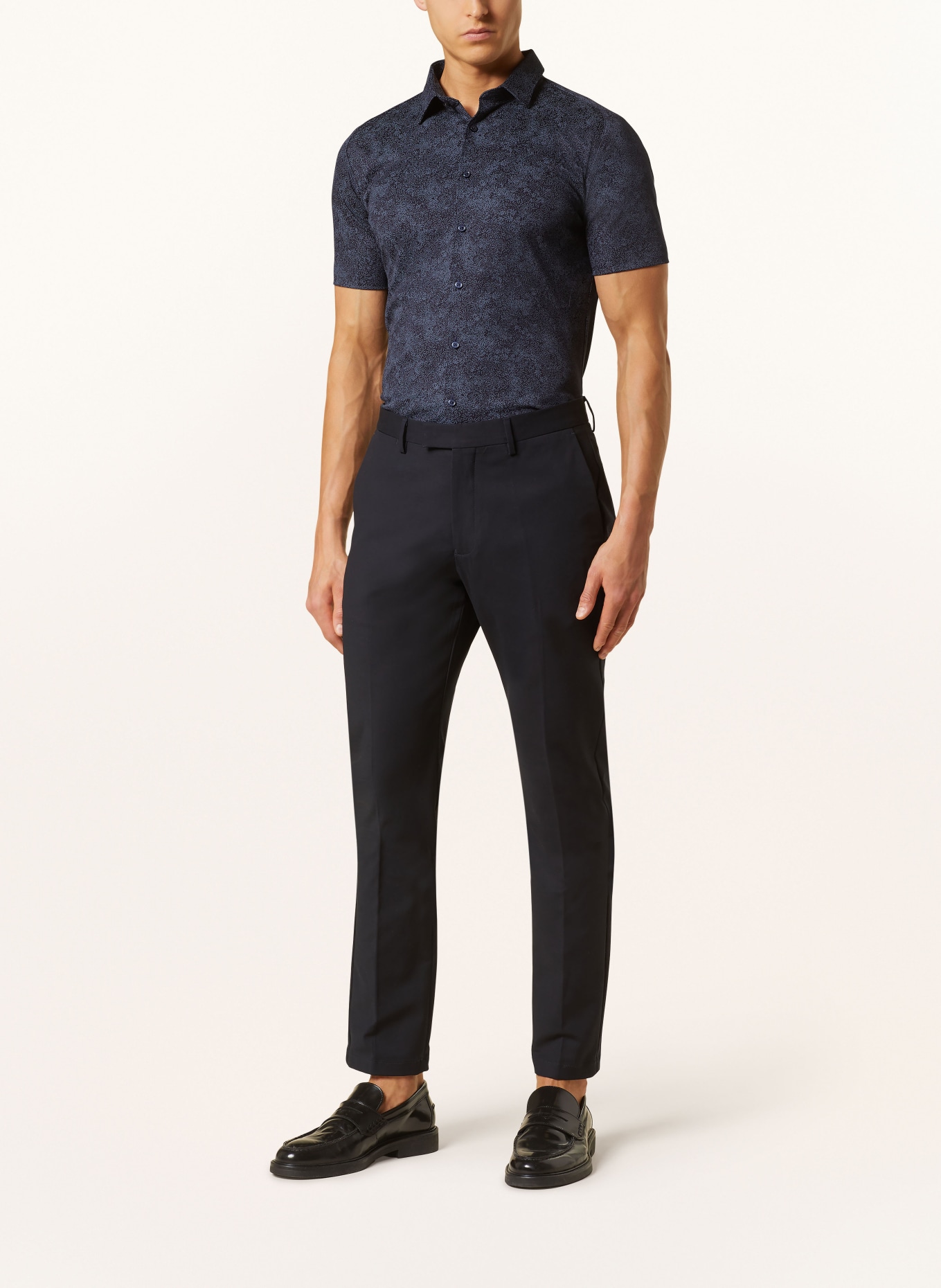 DESOTO Kurzarm-Hemd Slim Fit aus Jersey, Farbe: DUNKELBLAU/ BLAU (Bild 2)