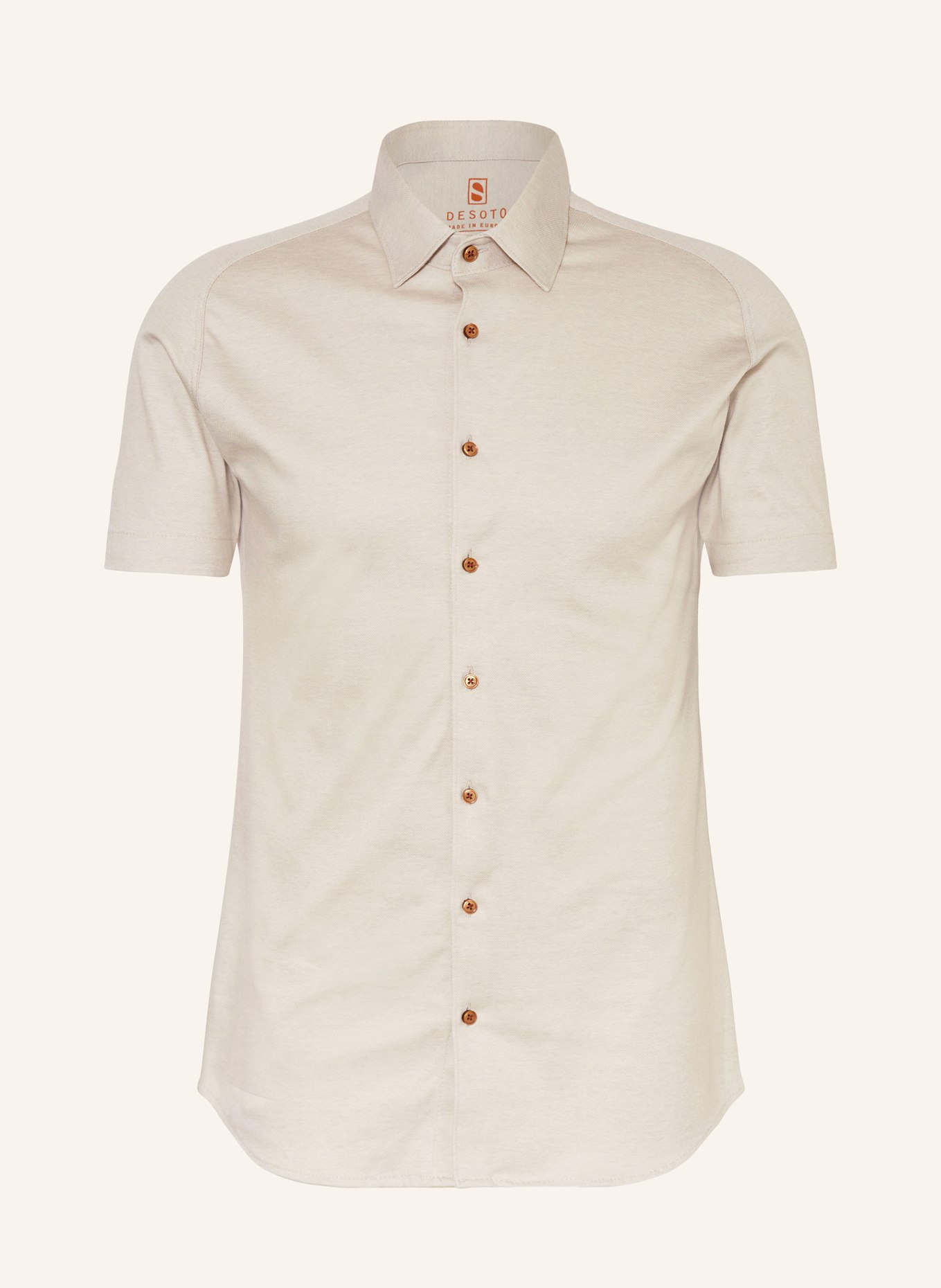 DESOTO Koszula z krótkim rękawem slim fit z dżerseju, Kolor: SZAROBRĄZOWY (Obrazek 1)