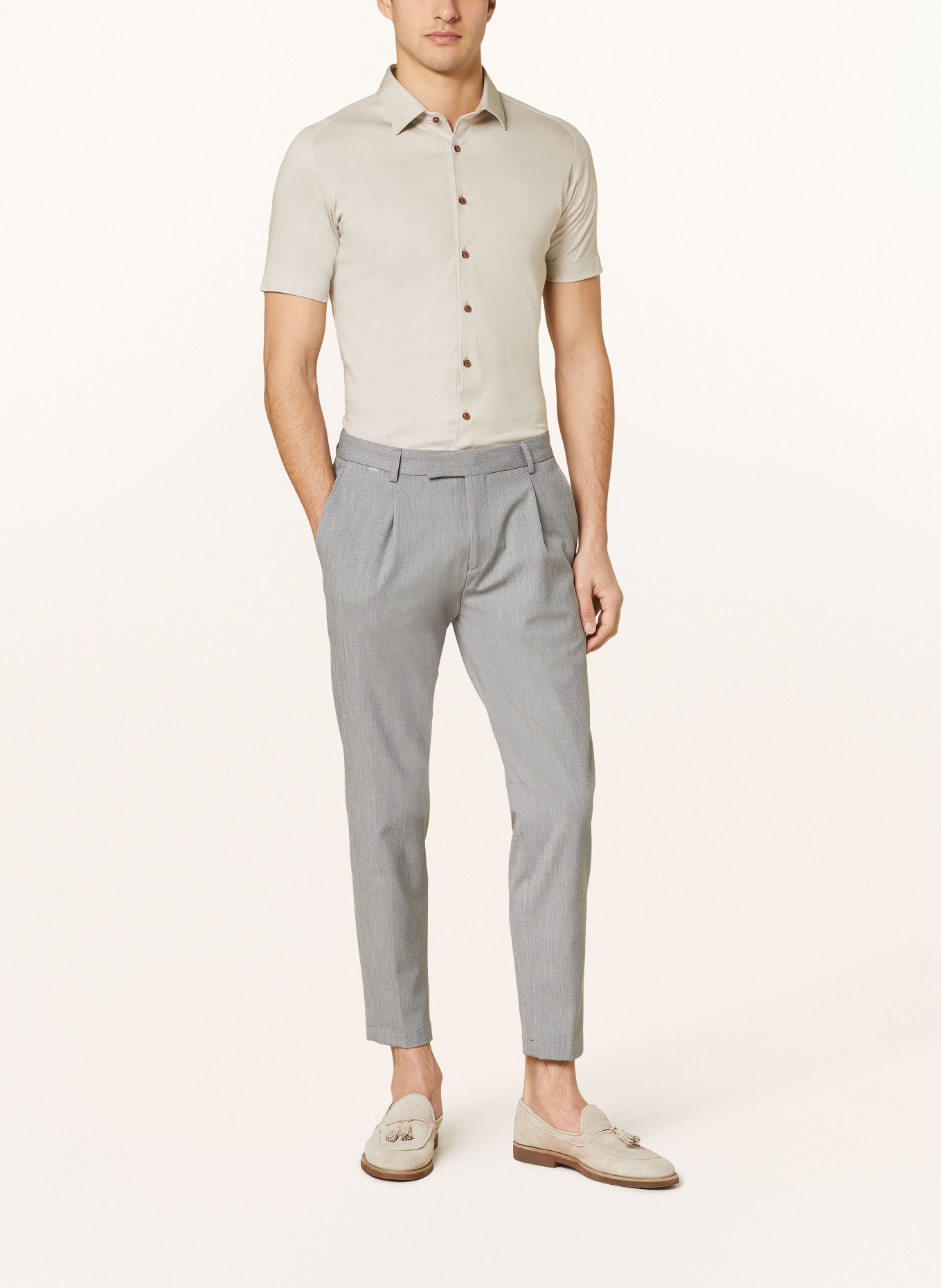 DESOTO Kurzarm-Hemd Slim Fit aus Jersey, Farbe: TAUPE (Bild 2)