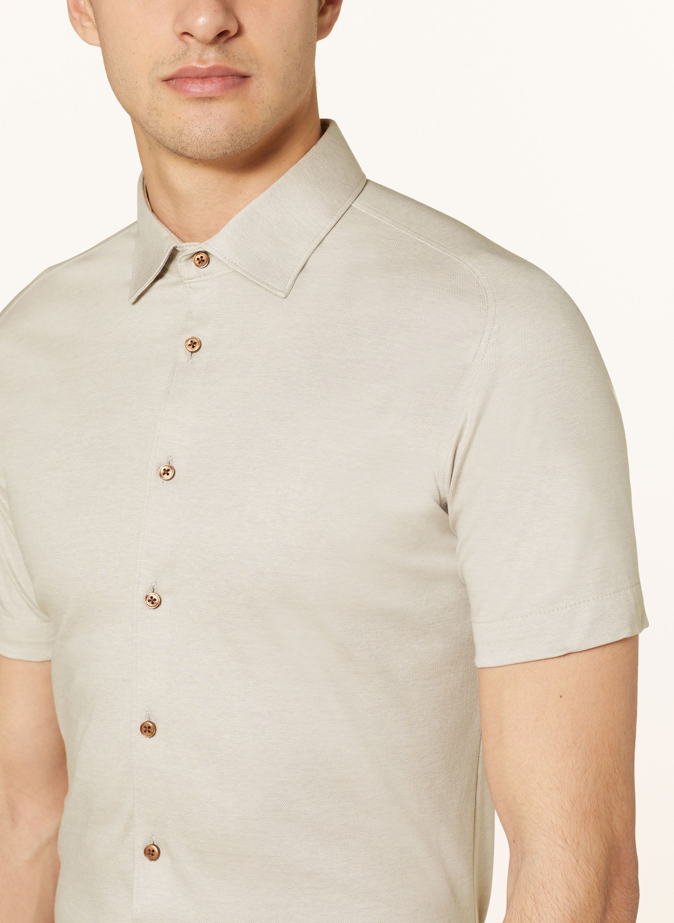 DESOTO Kurzarm-Hemd Slim Fit aus Jersey, Farbe: TAUPE (Bild 4)