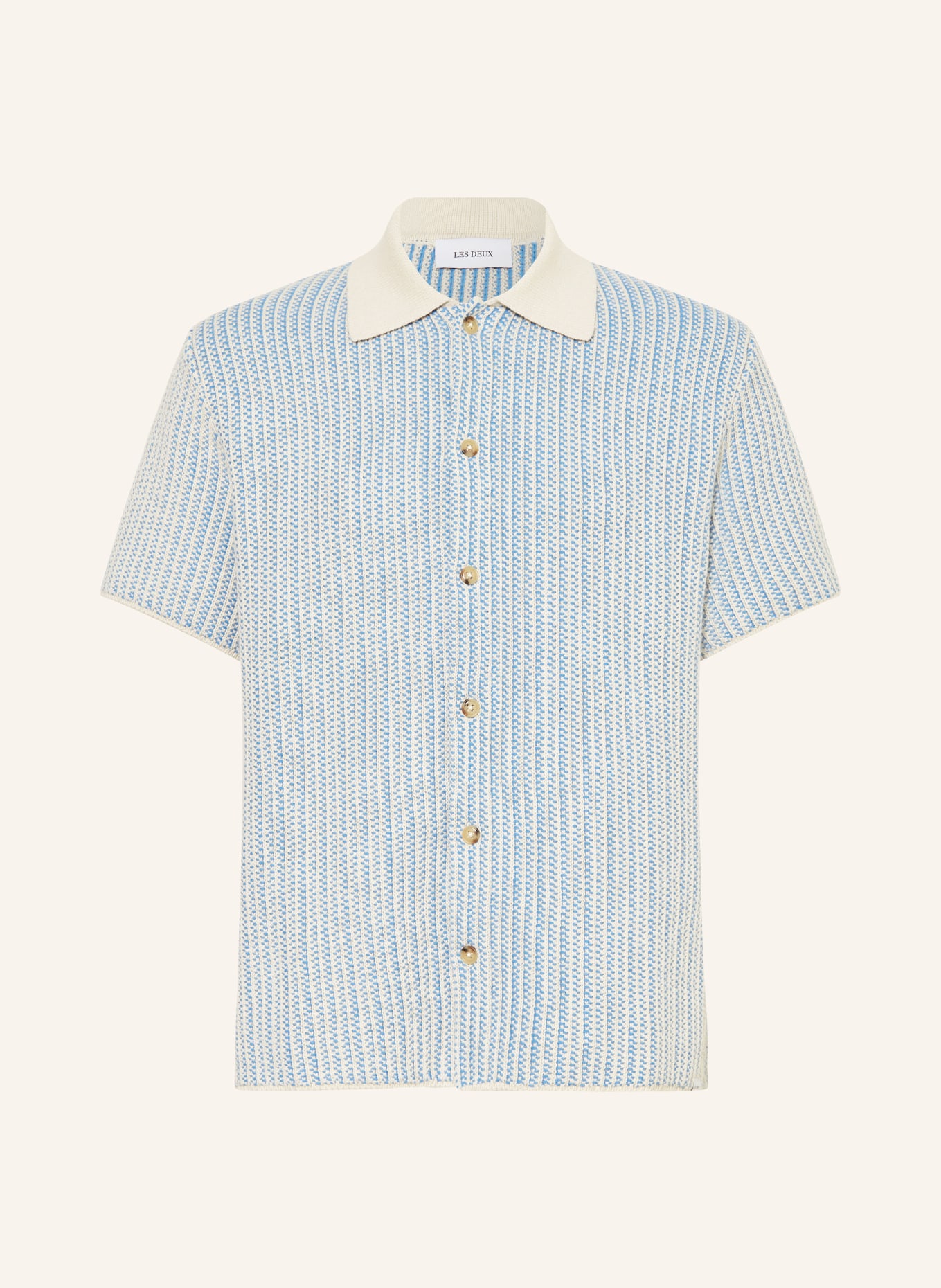 LES DEUX Short sleeve shirt comfort fit, Color: BLUE/ ECRU (Image 1)