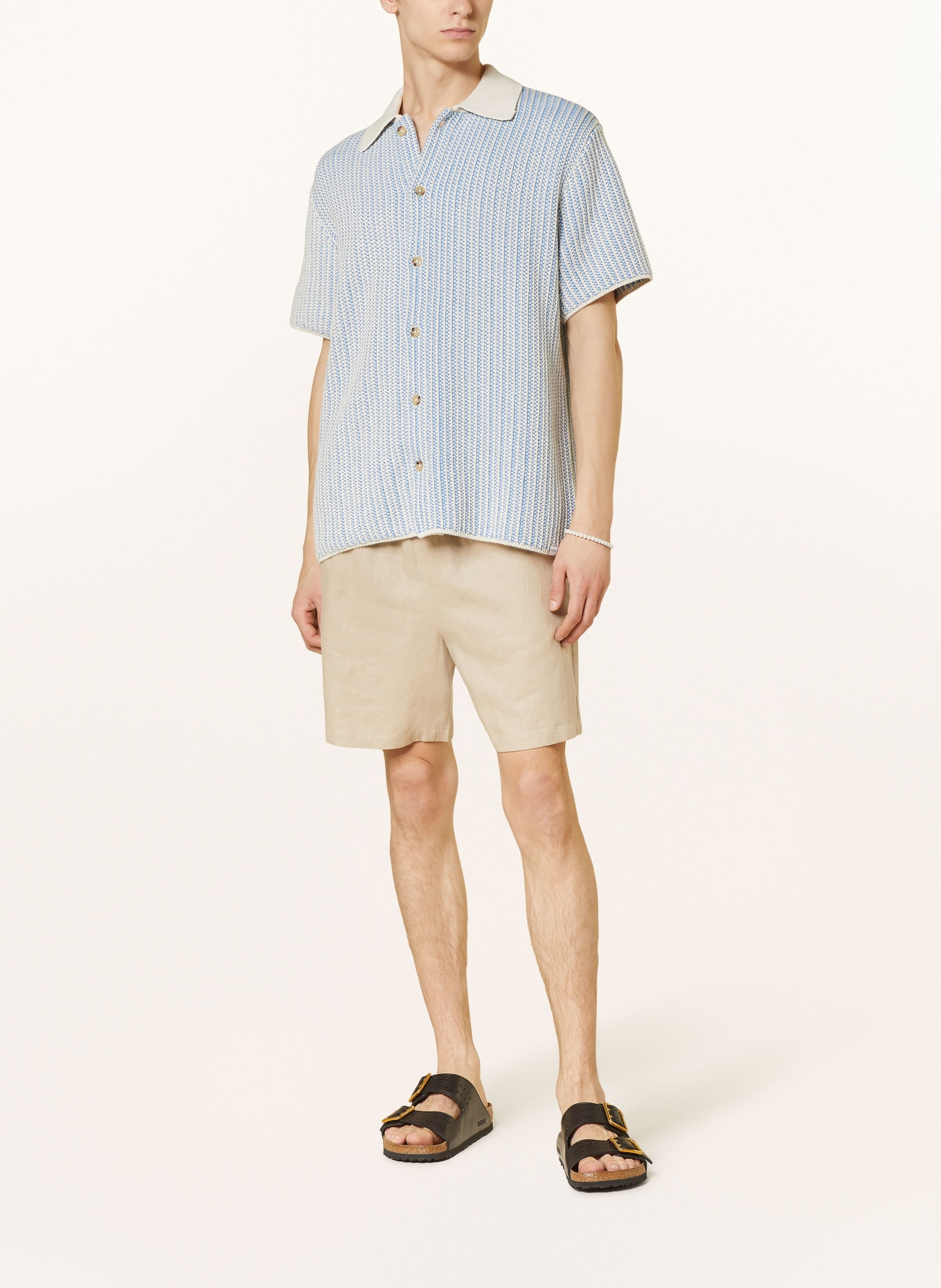 LES DEUX Short sleeve shirt comfort fit, Color: BLUE/ ECRU (Image 2)