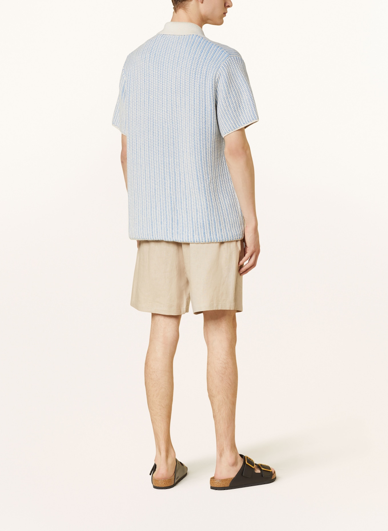 LES DEUX Short sleeve shirt comfort fit, Color: BLUE/ ECRU (Image 3)