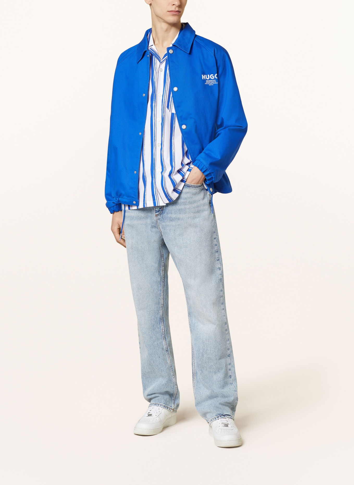 HUGO BLUE Kurzarm-Hemd ELIGINO Comfort Fit, Farbe: BLAU/ WEISS (Bild 4)