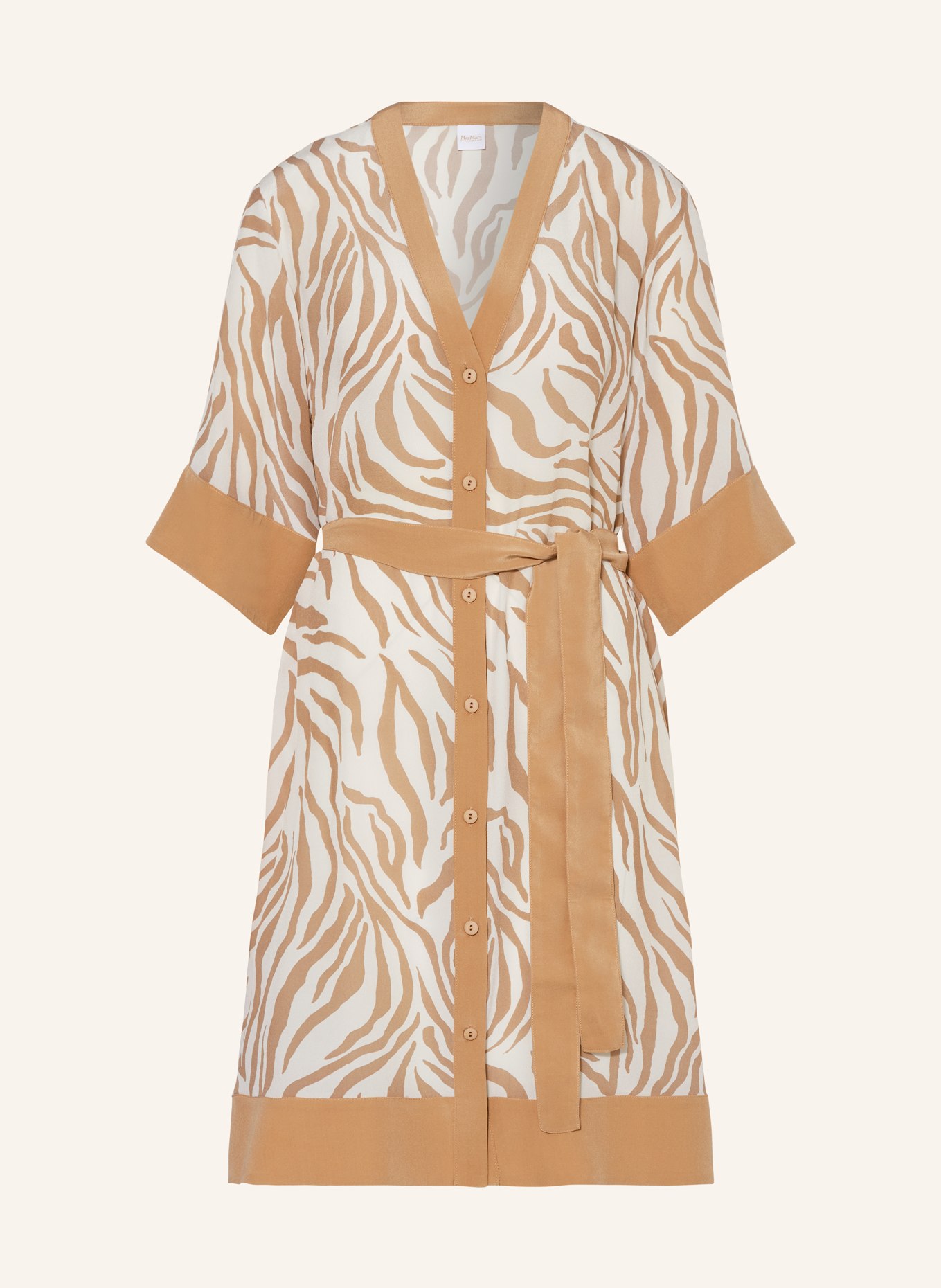 Max Mara BEACHWEAR Beach dress OSTENDA in silk, Color: WHITE/ BEIGE (Image 1)