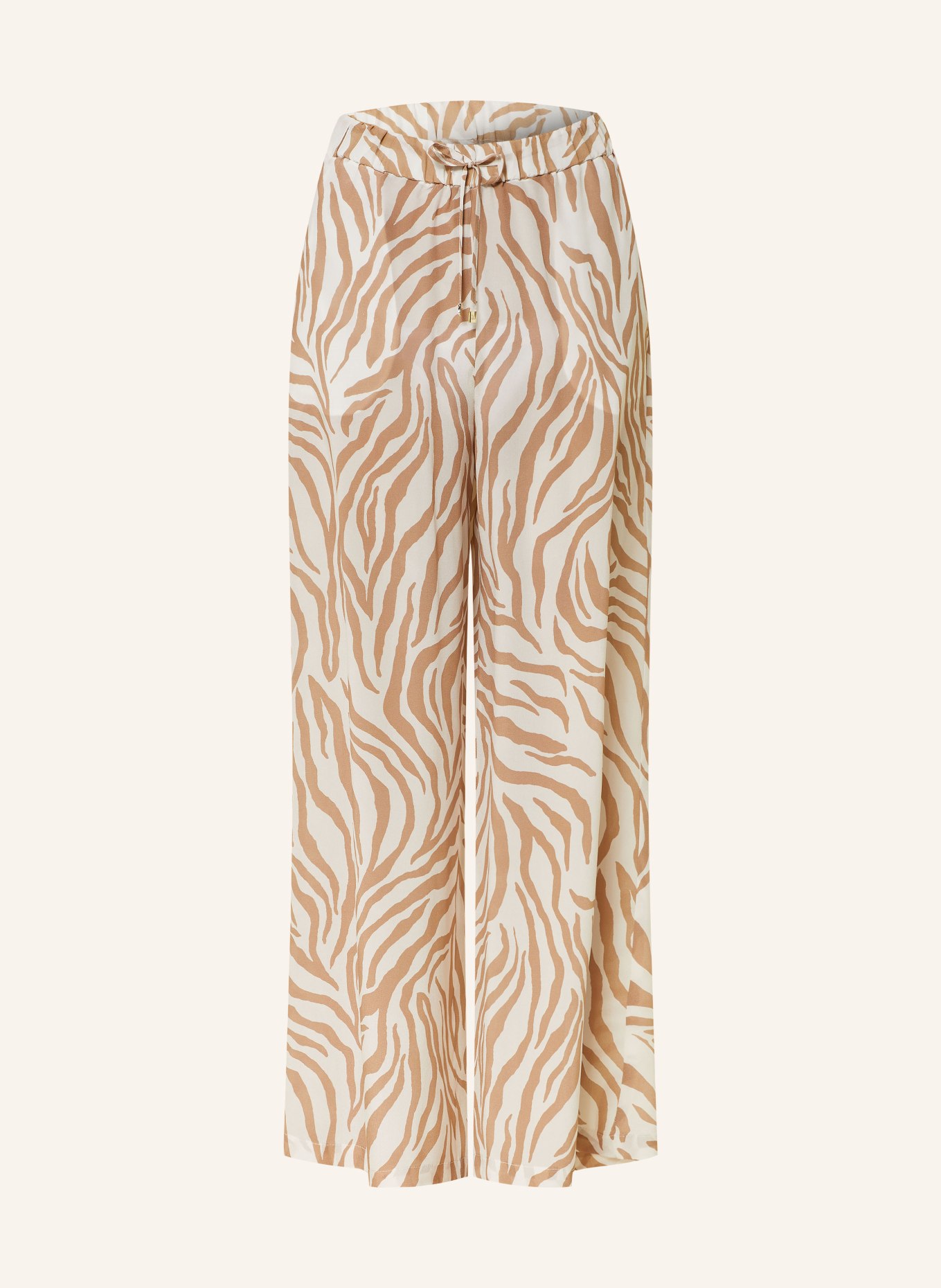Max Mara BEACHWEAR Spodnie z jedwabiu FLAVIA, Kolor: BEŻOWY/ BIAŁY (Obrazek 1)