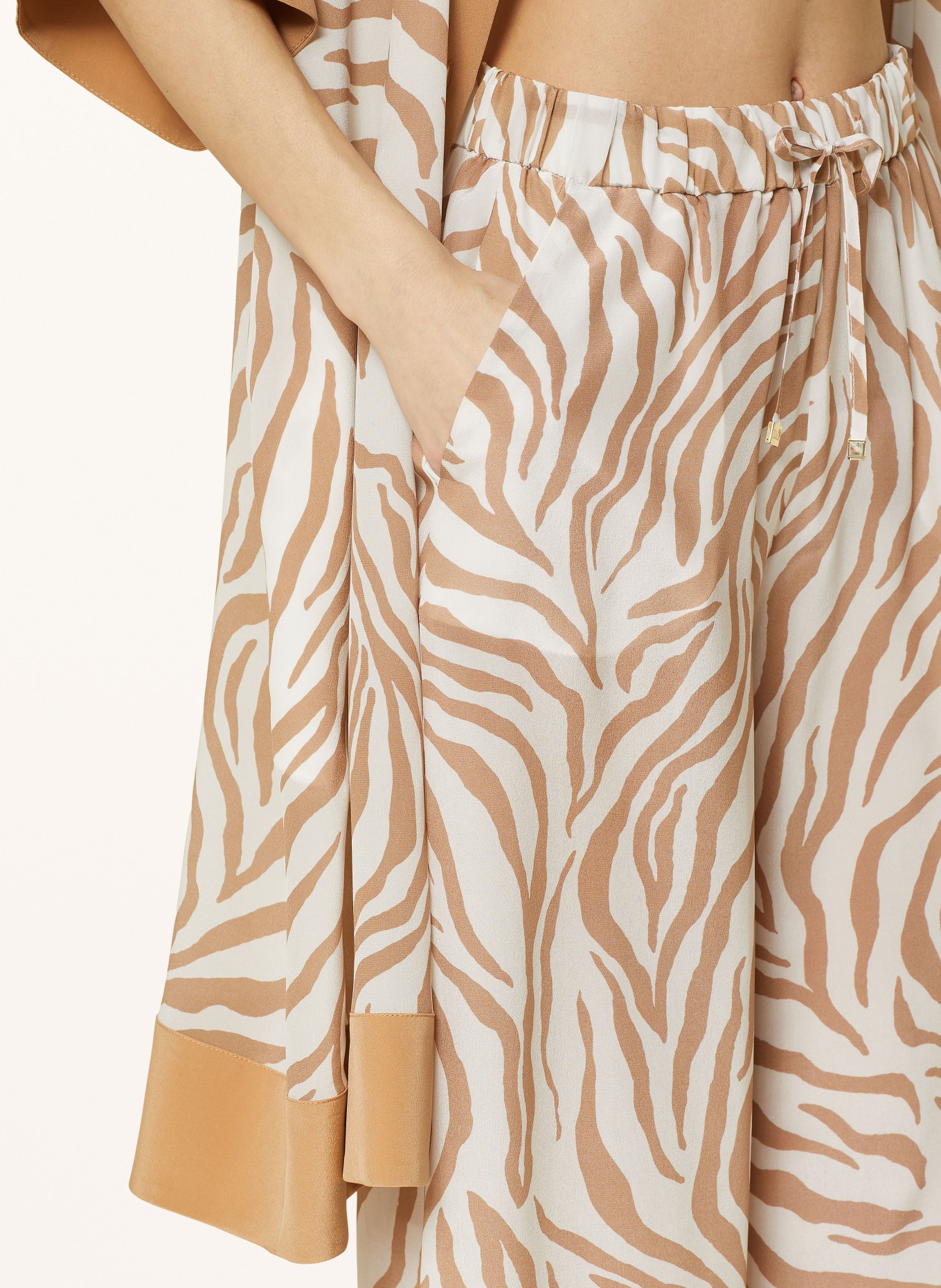 Max Mara BEACHWEAR Silk pants FLAVIA, Color: BEIGE/ WHITE (Image 5)