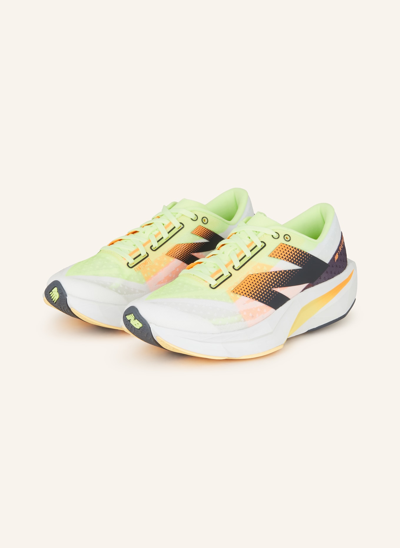 new balance Running shoes REBEL V4, Color: NEON GREEN/ NEON ORANGE/ WHITE (Image 1)