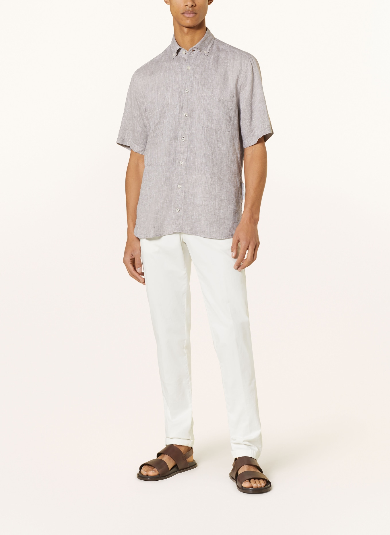 BOGNER Kurzarm-Hemd LYKOS Regular Fit aus Leinen, Farbe: TAUPE (Bild 2)