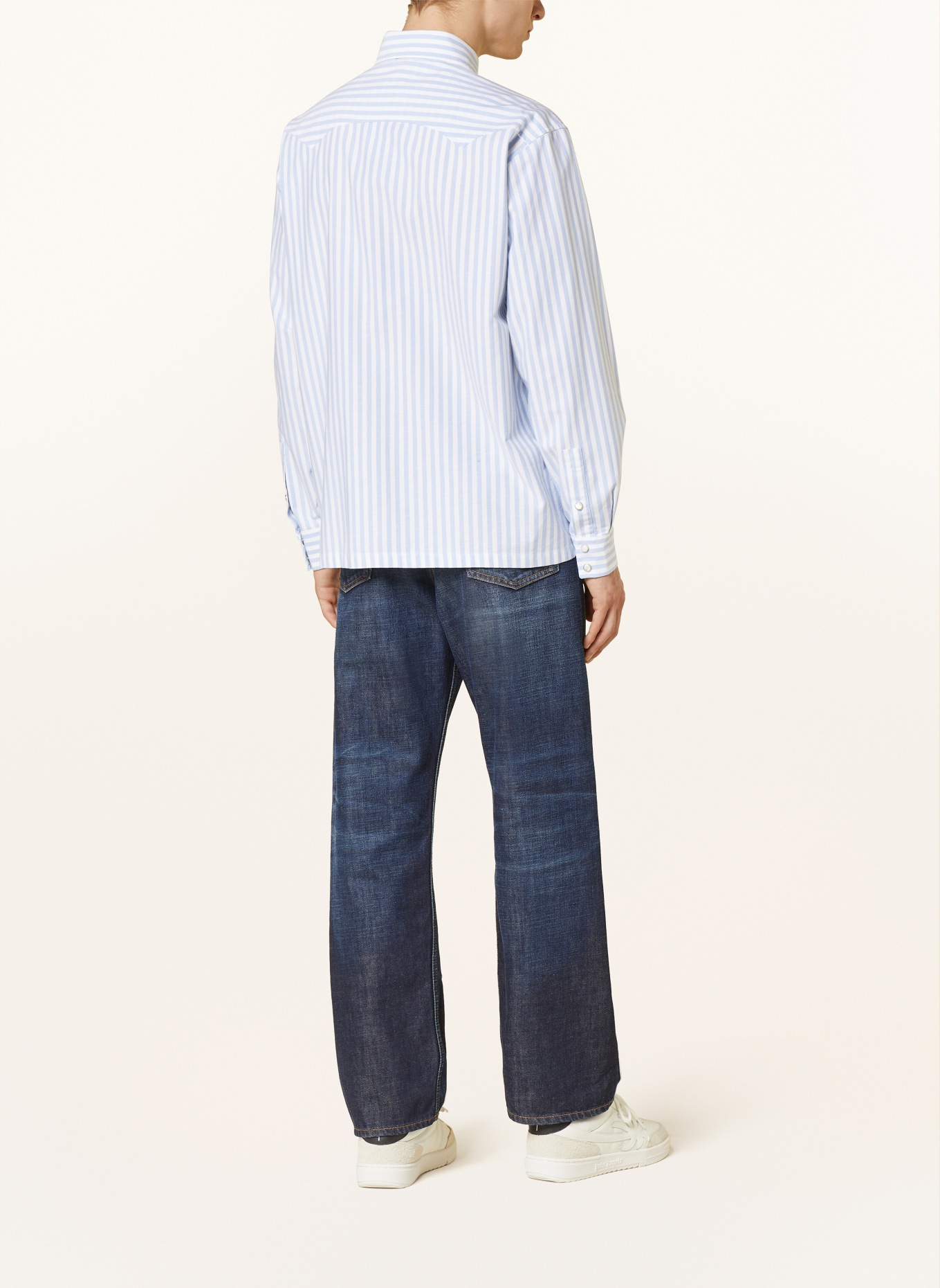 Palm Angels Shirt comfort fit, Color: LIGHT BLUE/ WHITE (Image 3)