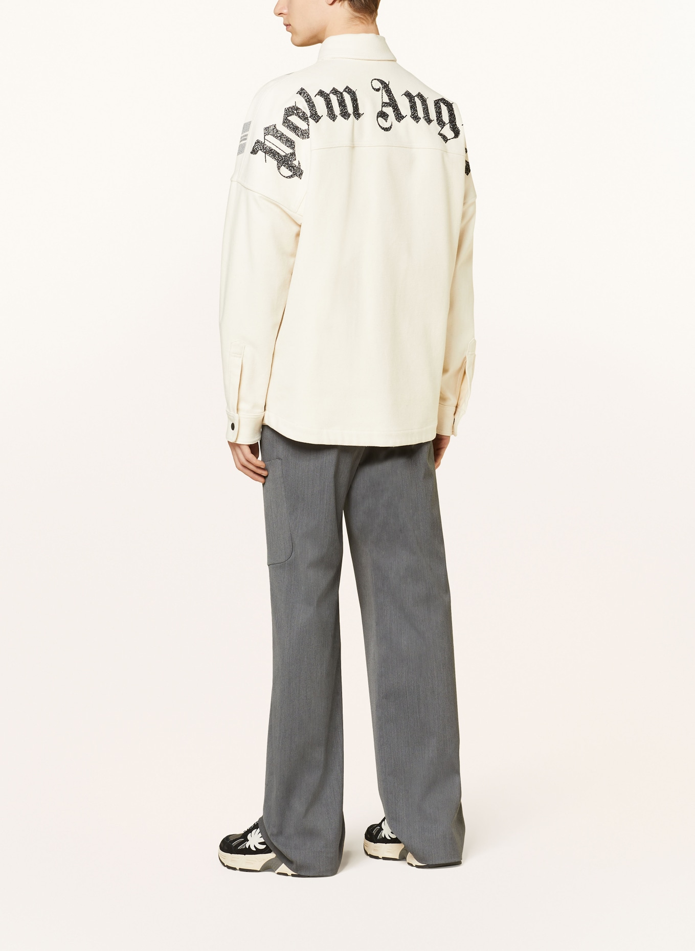 Palm Angels Overshirt with embroidery, Color: CREAM/ BLACK (Image 3)
