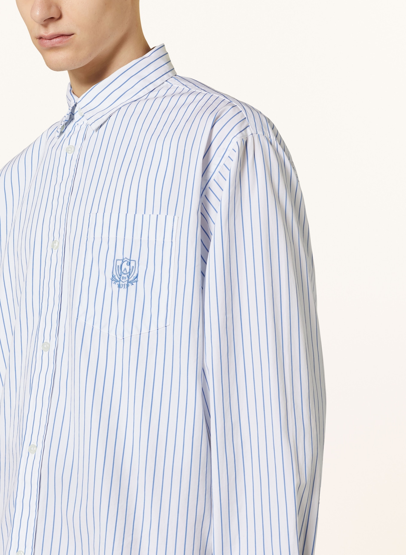 carhartt WIP Shirt LINUS comfort fit, Color: WHITE/ BLUE (Image 4)