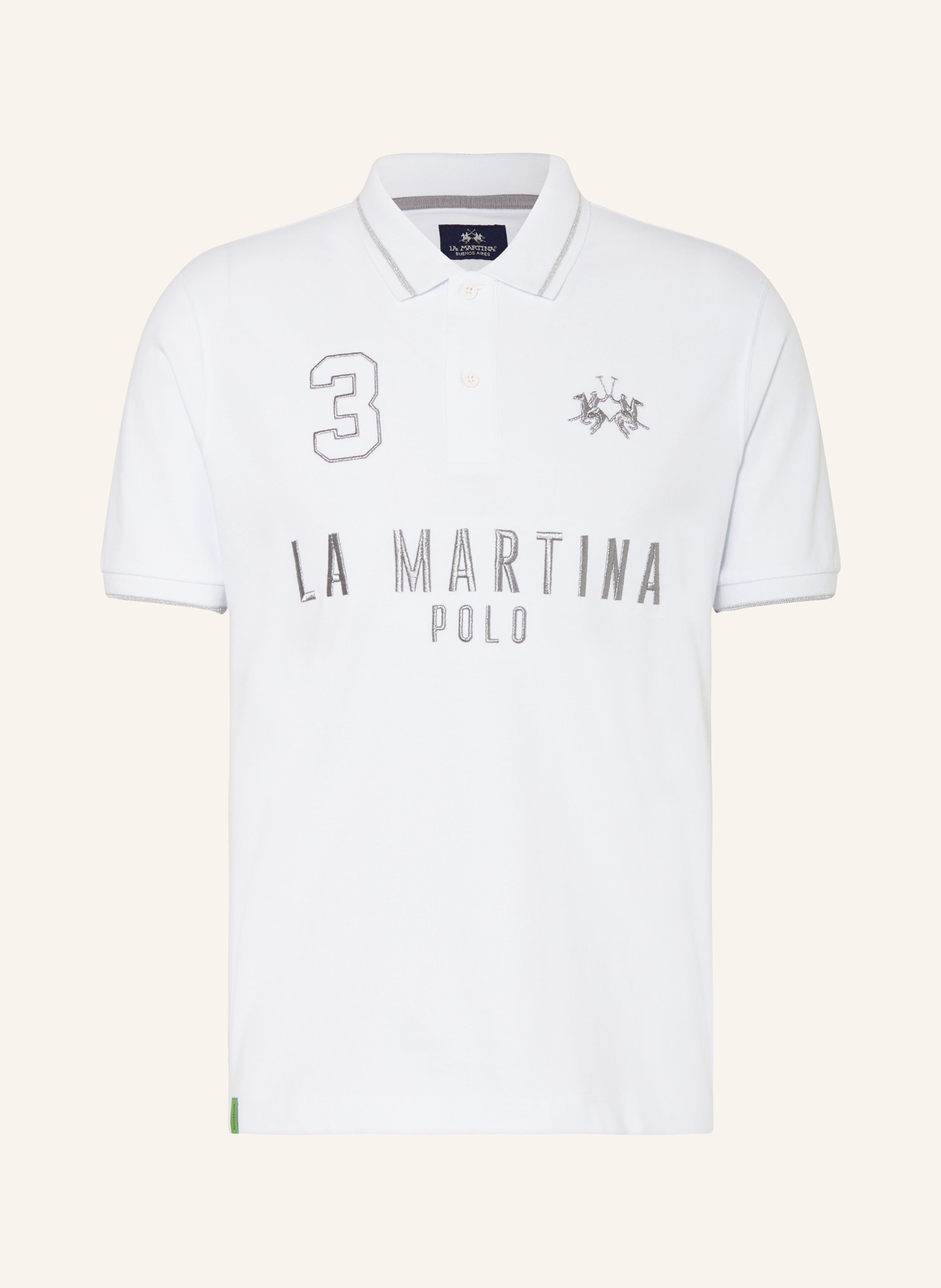 LA MARTINA Piqué polo shirt regular fit, Color: WHITE/ SILVER (Image 1)