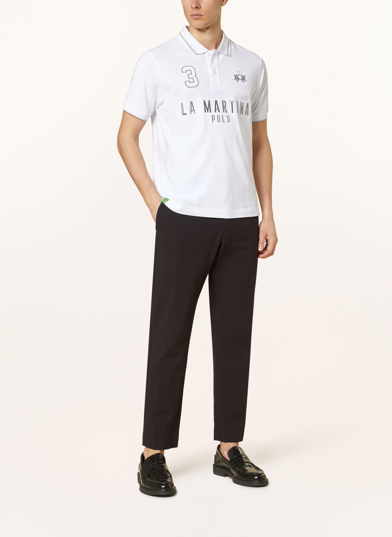 LA MARTINA Piqué polo shirt regular fit, Color: WHITE/ SILVER (Image 2)