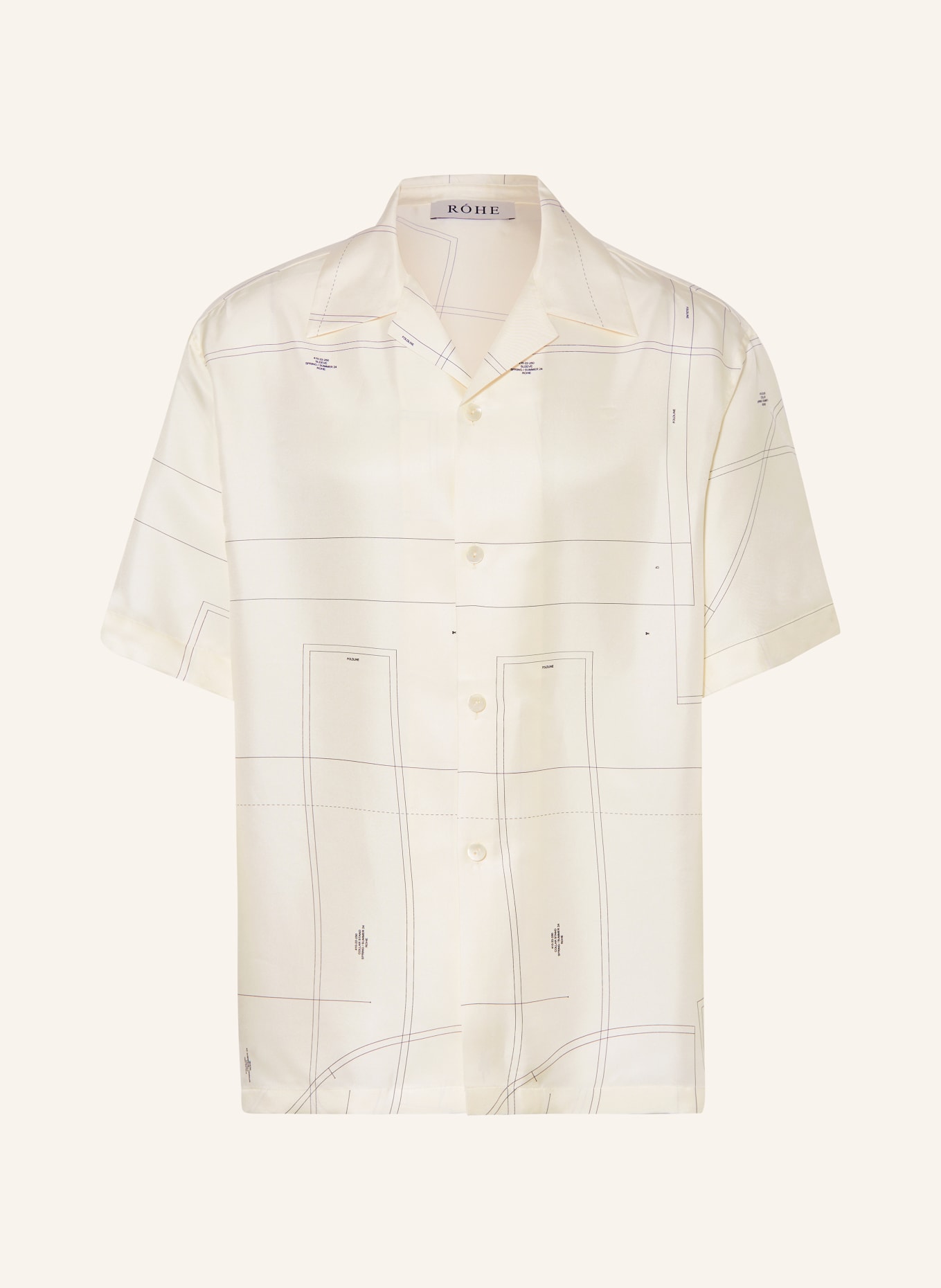 RÓHE Resort shirt comfort fit in silk, Color: ECRU/ BLACK (Image 1)