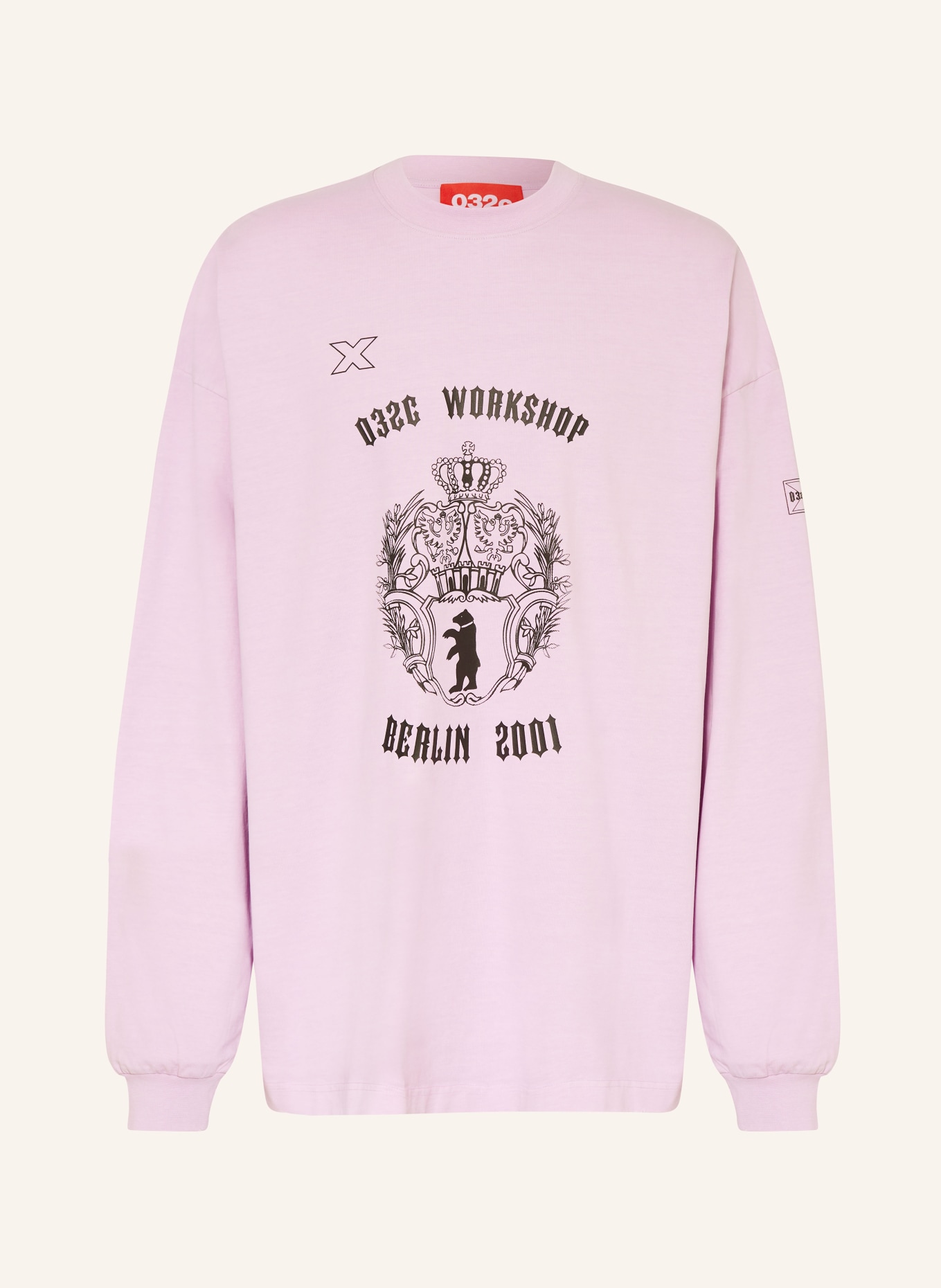 032c Oversized-Sweatshirt, Farbe: HELLLILA/ WEISS (Bild 1)