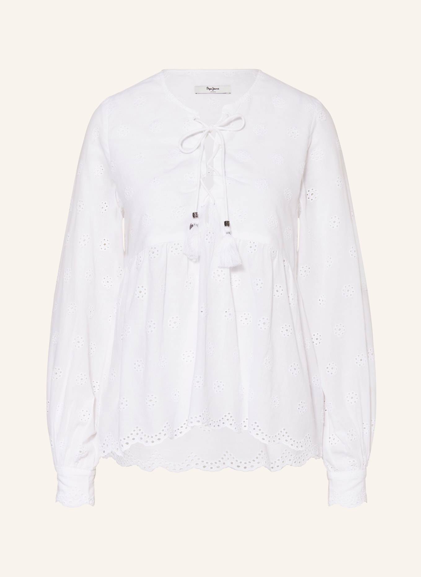Pepe Jeans Shirt blouse DANAE with broderie anglaise and ruffles, Color: WHITE (Image 1)