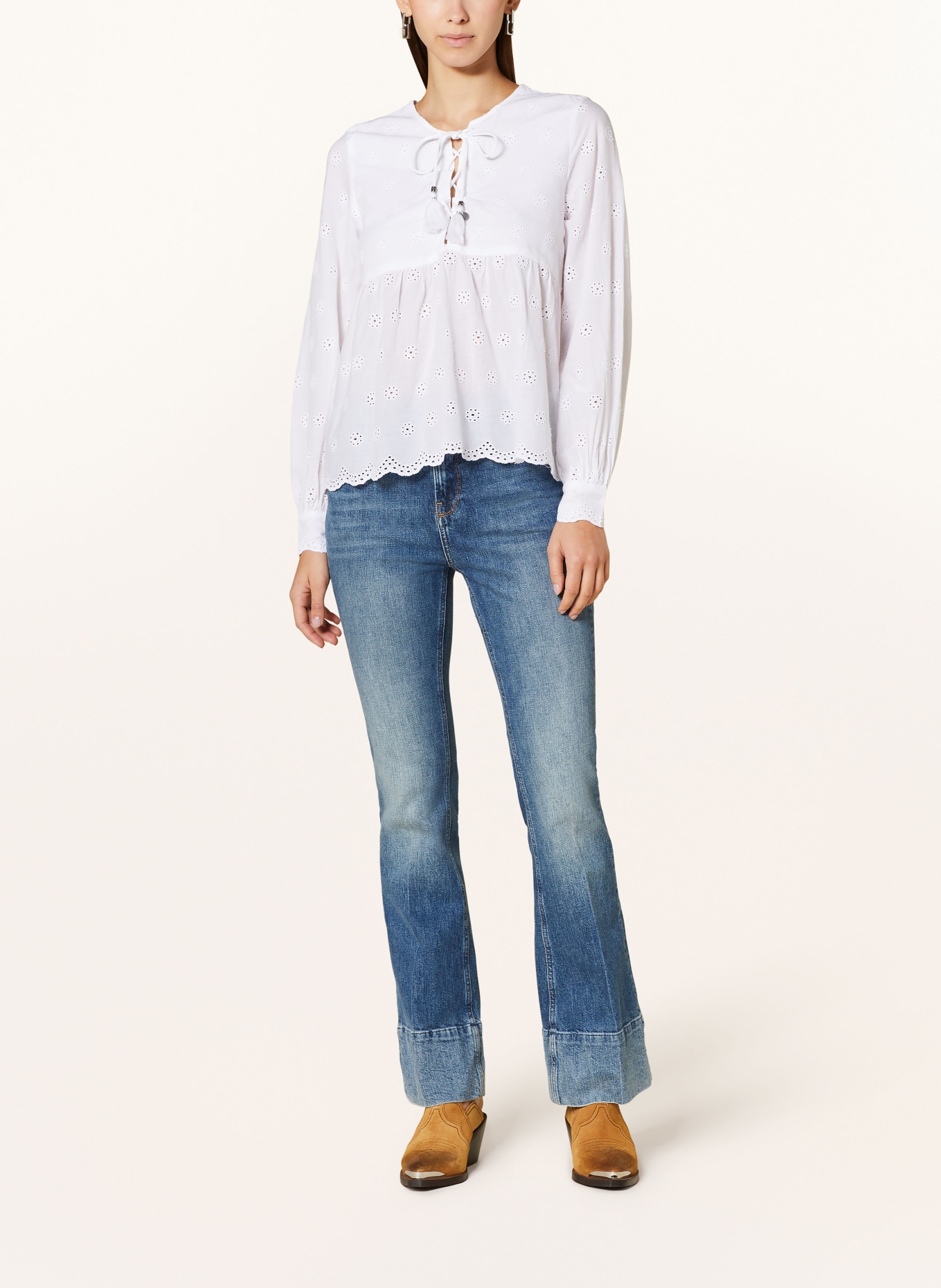 Pepe Jeans Shirt blouse DANAE with broderie anglaise and ruffles, Color: WHITE (Image 2)