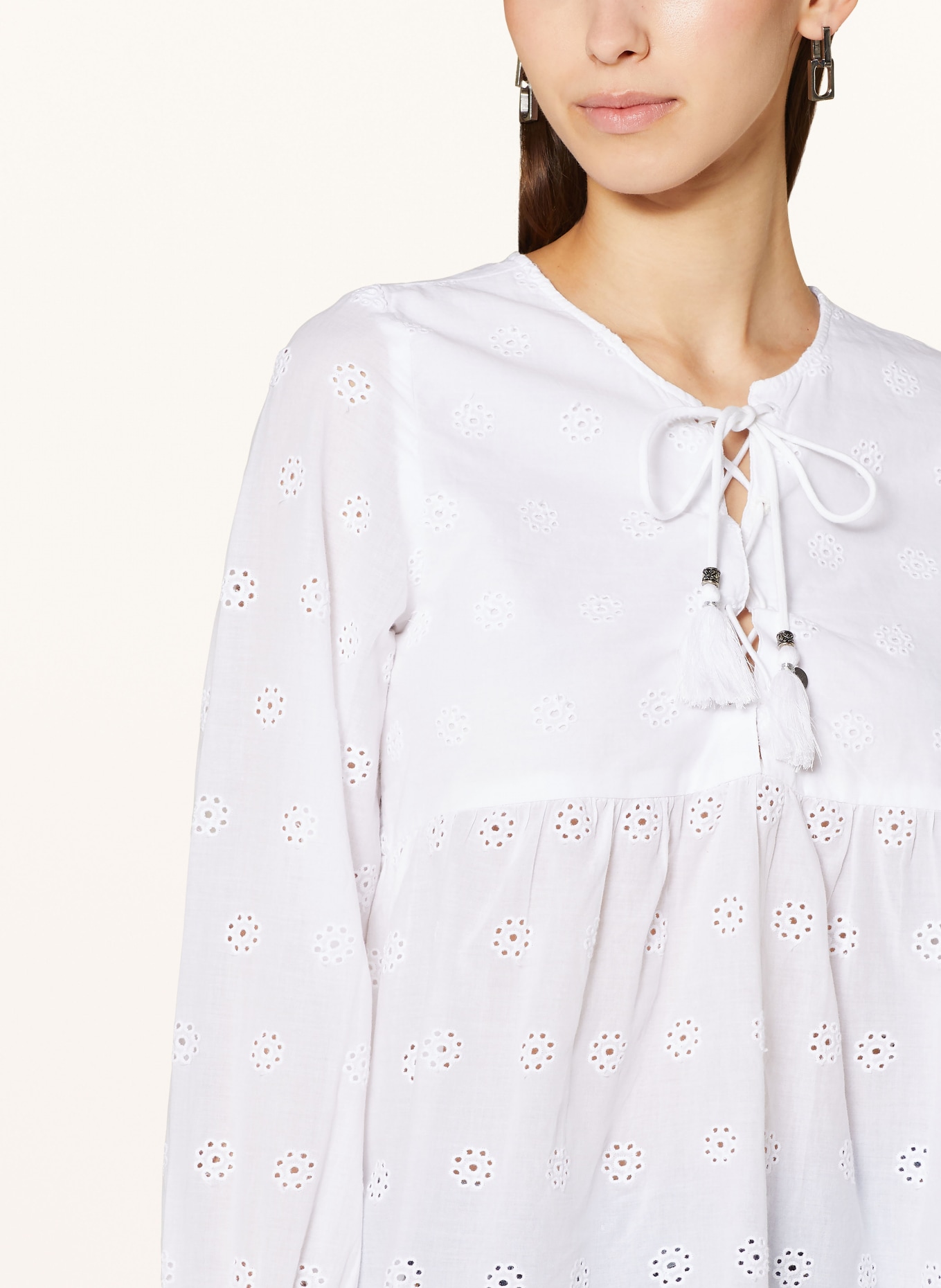 Pepe Jeans Shirt blouse DANAE with broderie anglaise and ruffles, Color: WHITE (Image 4)