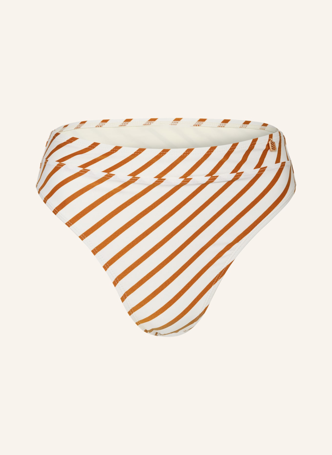 BEACHLIFE High-waist bikini bottoms SPICE STRIPE, Color: CREAM/ COGNAC (Image 1)