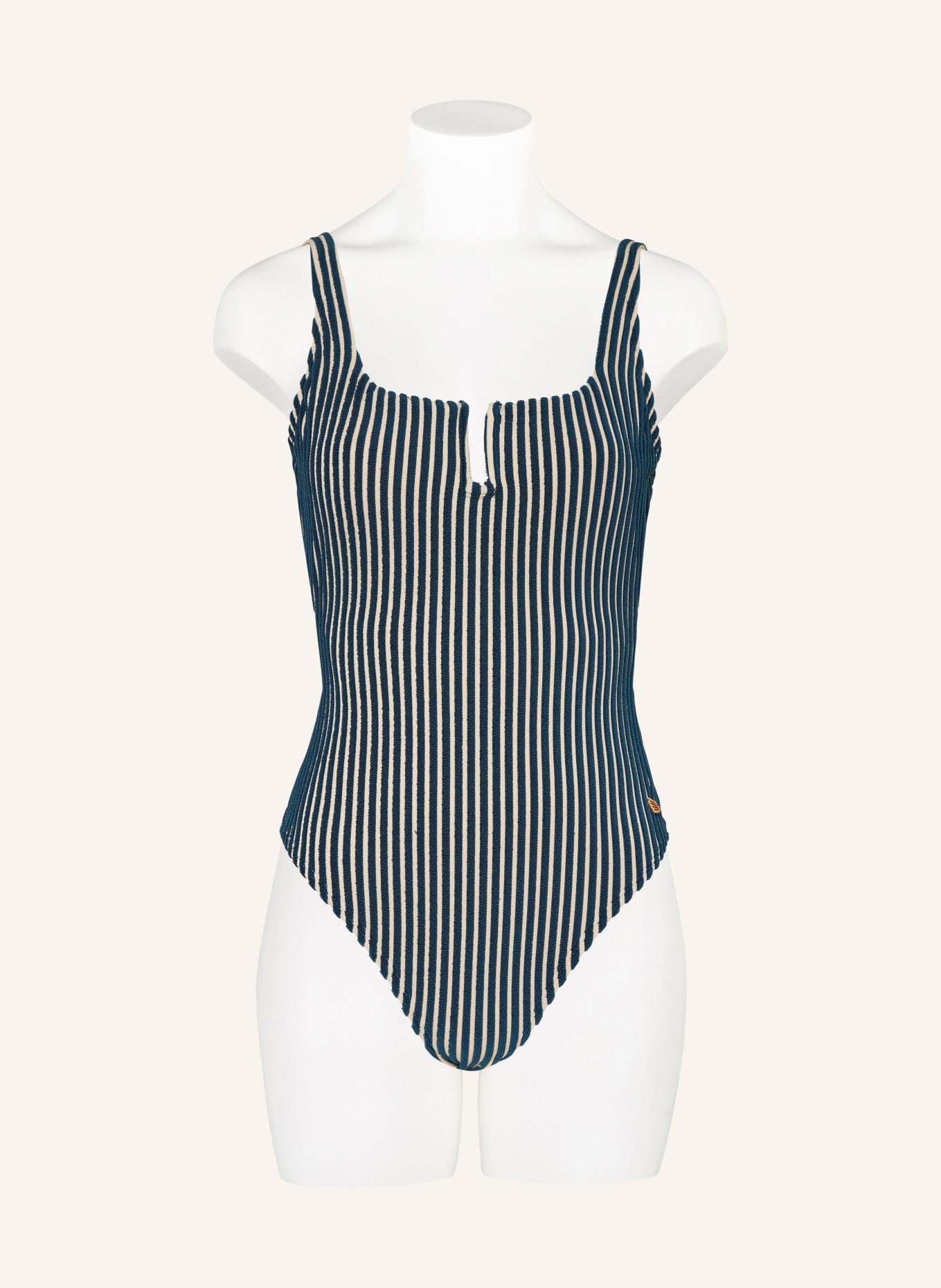BEACHLIFE Swimsuit KNITTED STRIPE, Color: CREAM/ TEAL (Image 2)