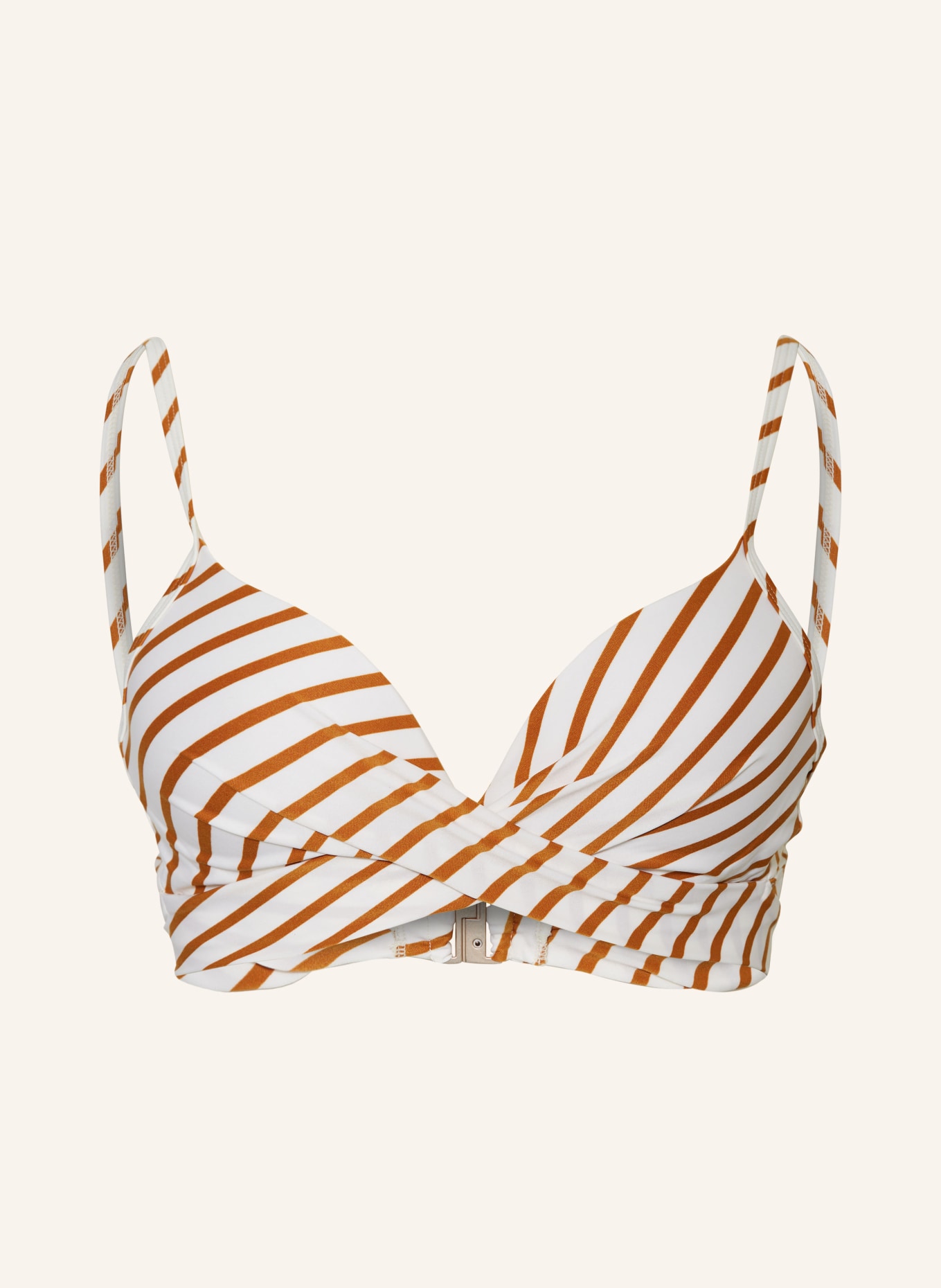 BEACHLIFE Underwired bikini top SPICE STRIPE, Color: CREAM/ COGNAC (Image 1)