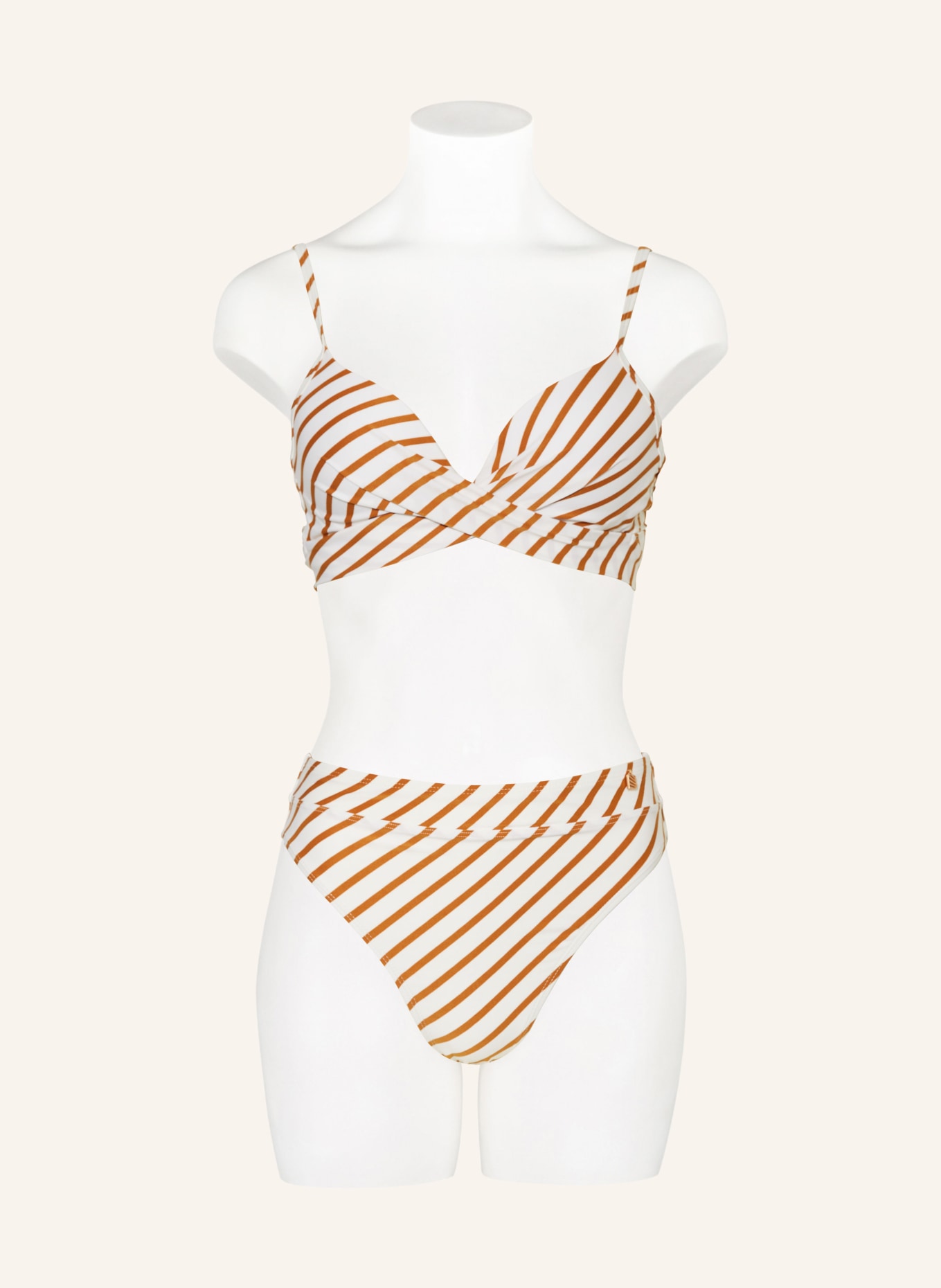 BEACHLIFE Underwired bikini top SPICE STRIPE, Color: CREAM/ COGNAC (Image 2)