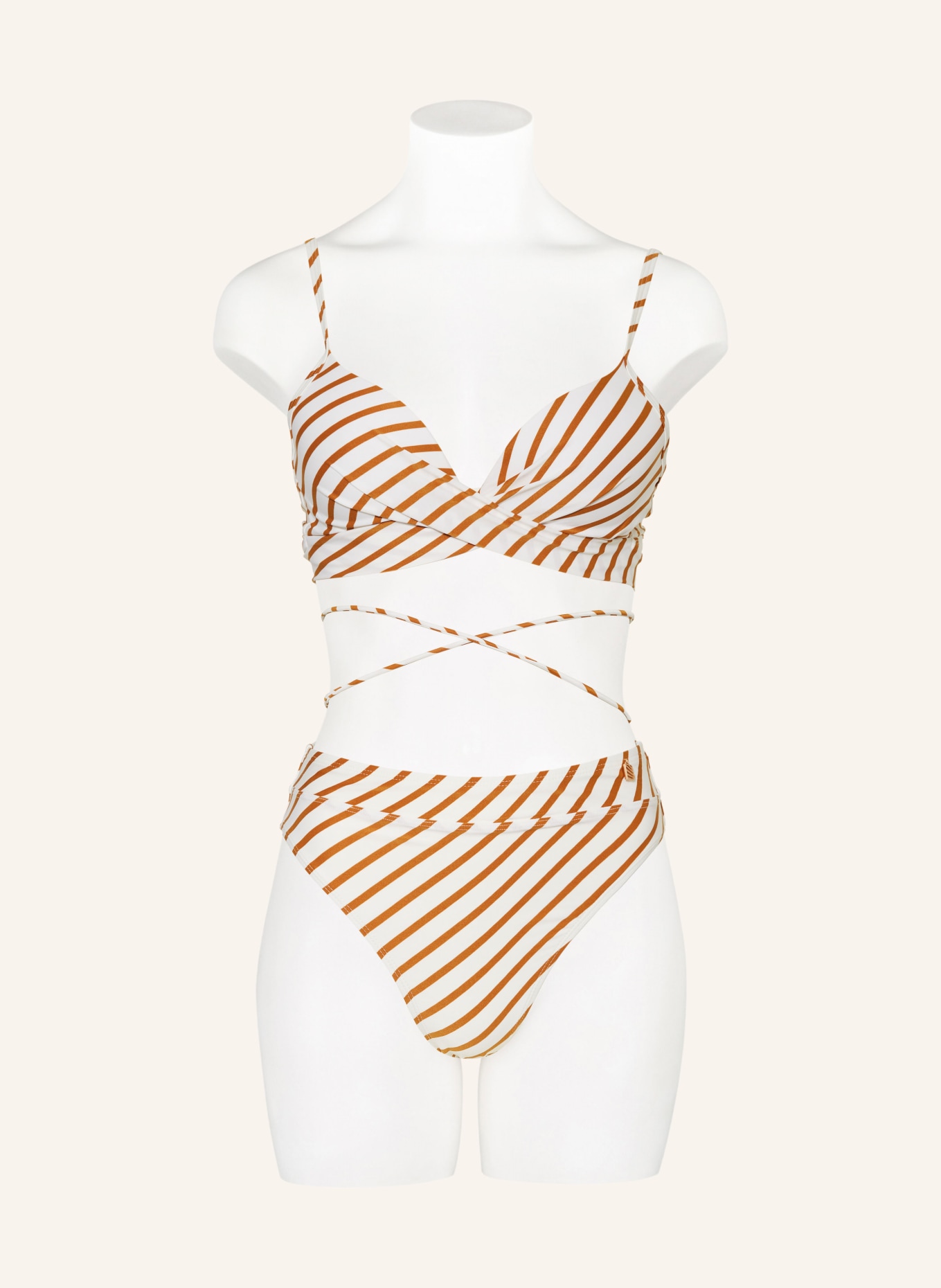 BEACHLIFE Underwired bikini top SPICE STRIPE, Color: CREAM/ COGNAC (Image 4)
