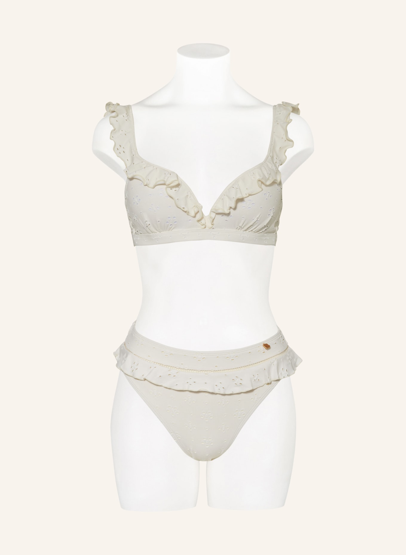 BEACHLIFE Dół od bikini z wysokim stanem WHITE EMBROIDERY, Kolor: KREMOWY (Obrazek 2)