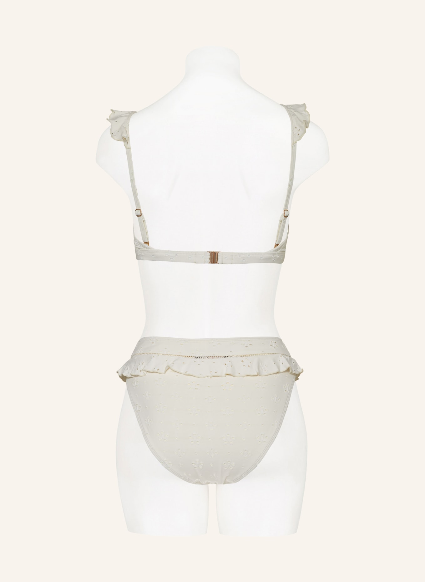 BEACHLIFE High waist bikini bottoms WHITE EMBROIDERY, Color: CREAM (Image 3)