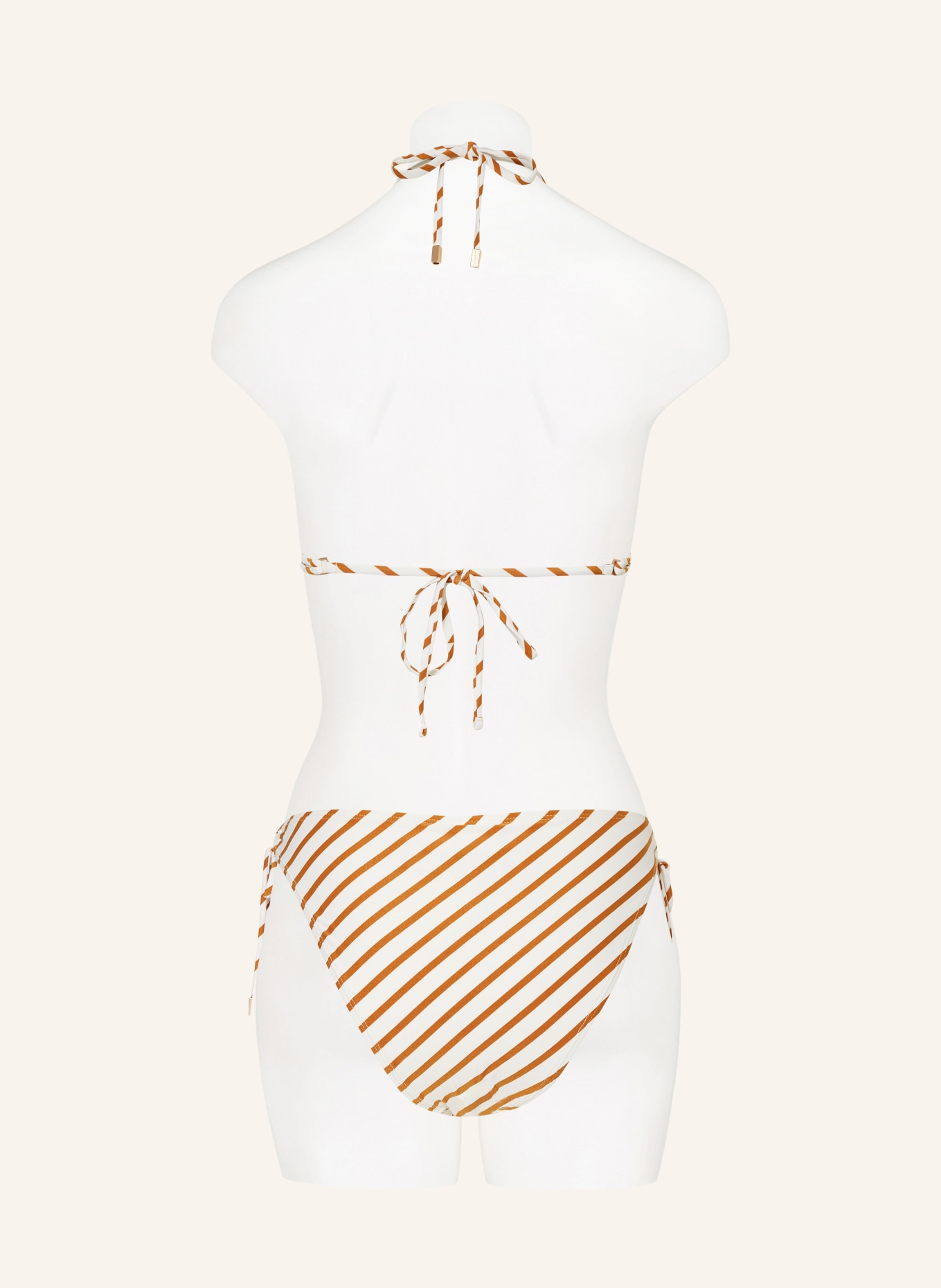 BEACHLIFE Triangle bikini top SPICE STRIPE, Color: CREAM/ COGNAC (Image 3)
