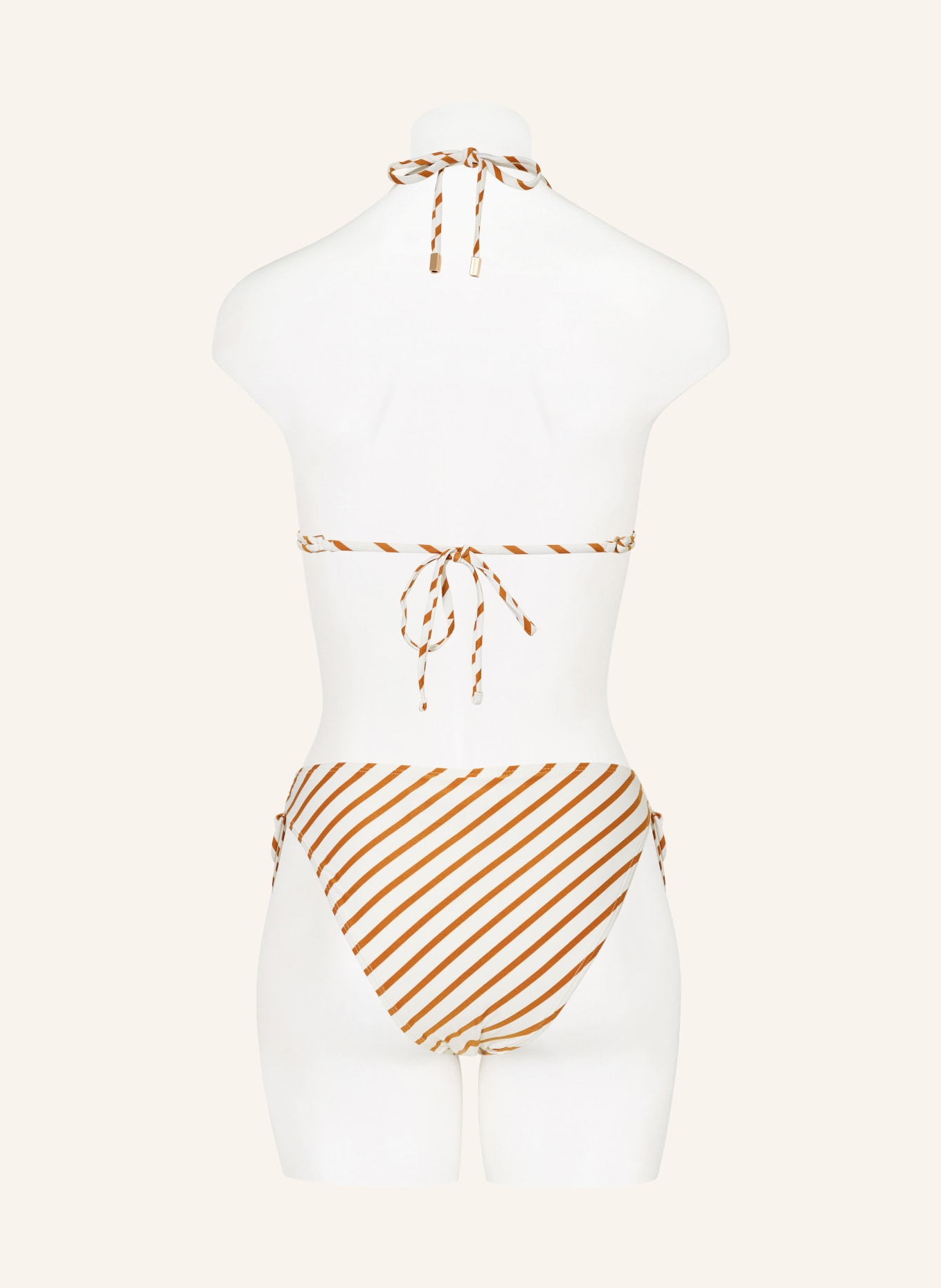 BEACHLIFE Triangle bikini bottoms SPICE STRIPE, Color: CREAM/ COGNAC (Image 3)