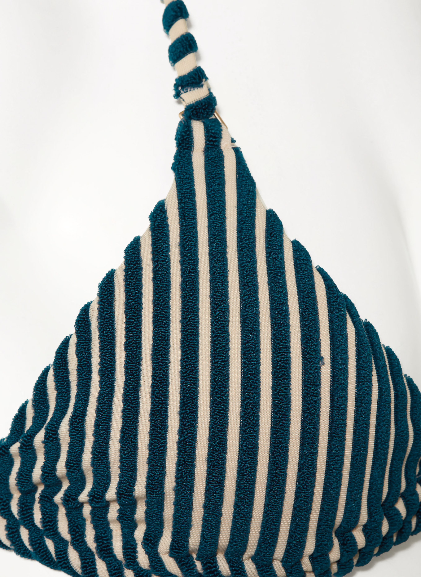 BEACHLIFE Triangle bikini top KNITTED STRIPE, Color: BEIGE/ TEAL (Image 4)