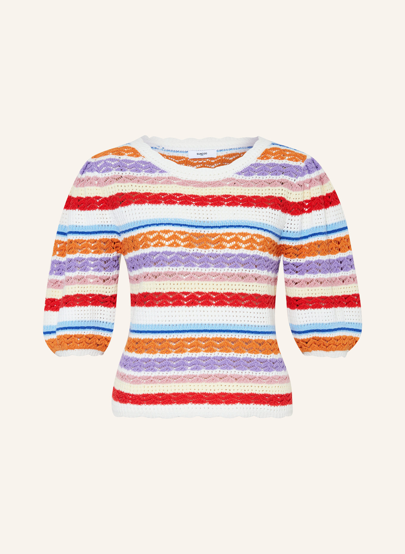 SUNCOO Dzianinowa koszulka PANACA, Kolor: LILA/ CIEMNOCZERWONY/ CIEMNOPOMARAŃCZOWY (Obrazek 1)