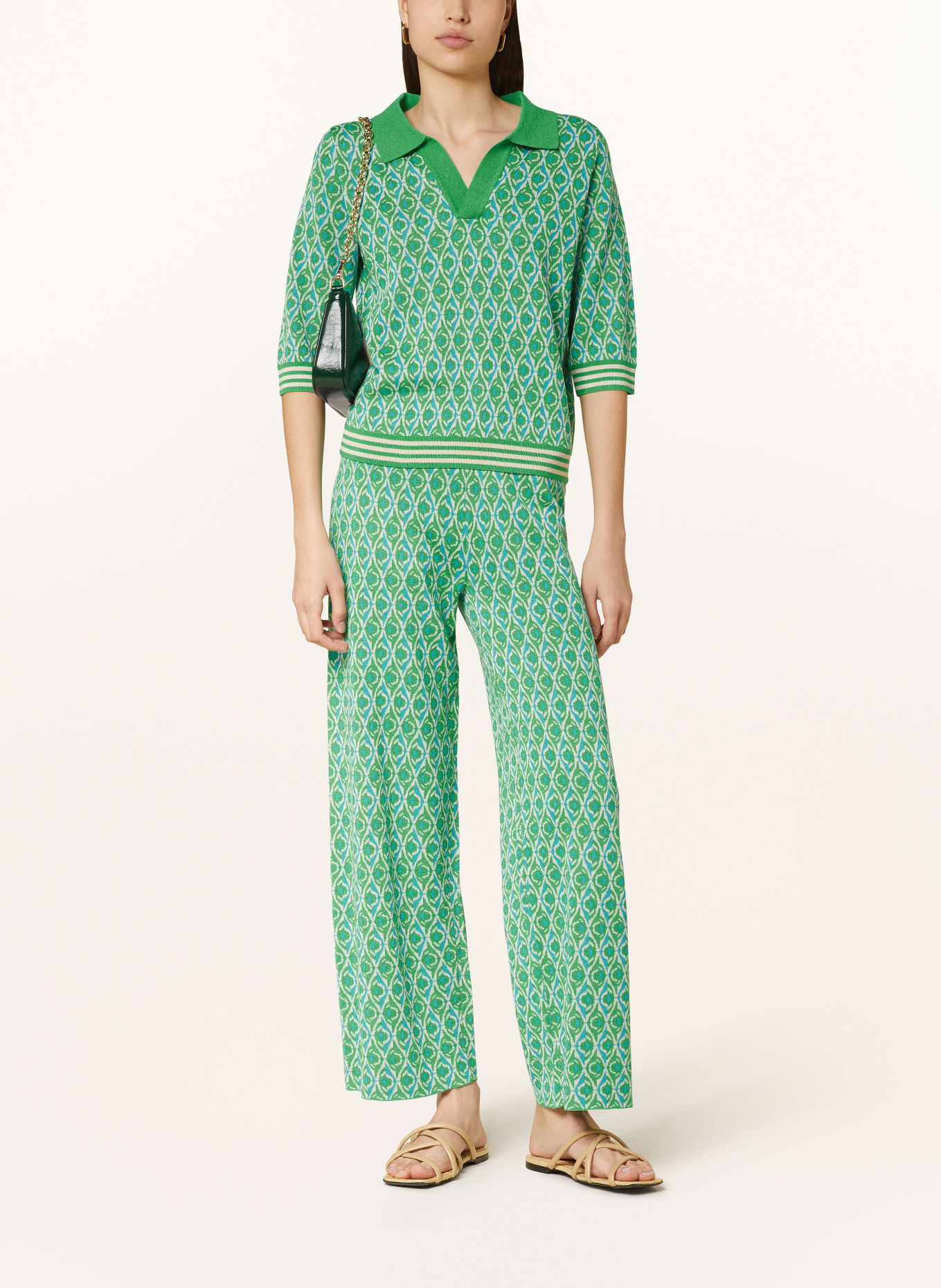 SUNCOO Knit trousers JONAS, Color: GREEN/ BLUE/ CREAM (Image 2)