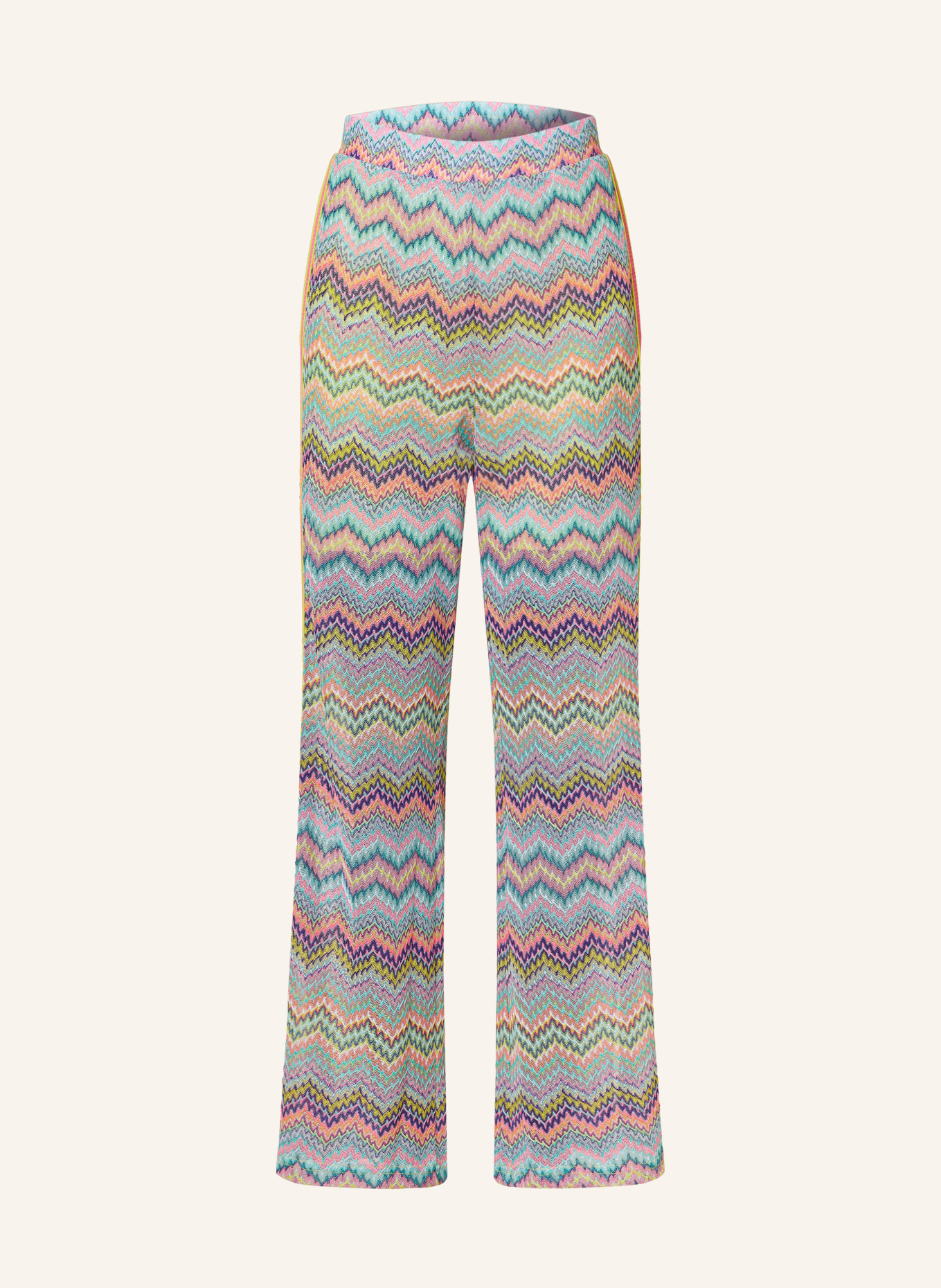 SPORTALM Trousers with tuxedo stripes, Color: PINK/ YELLOW/ MINT (Image 1)