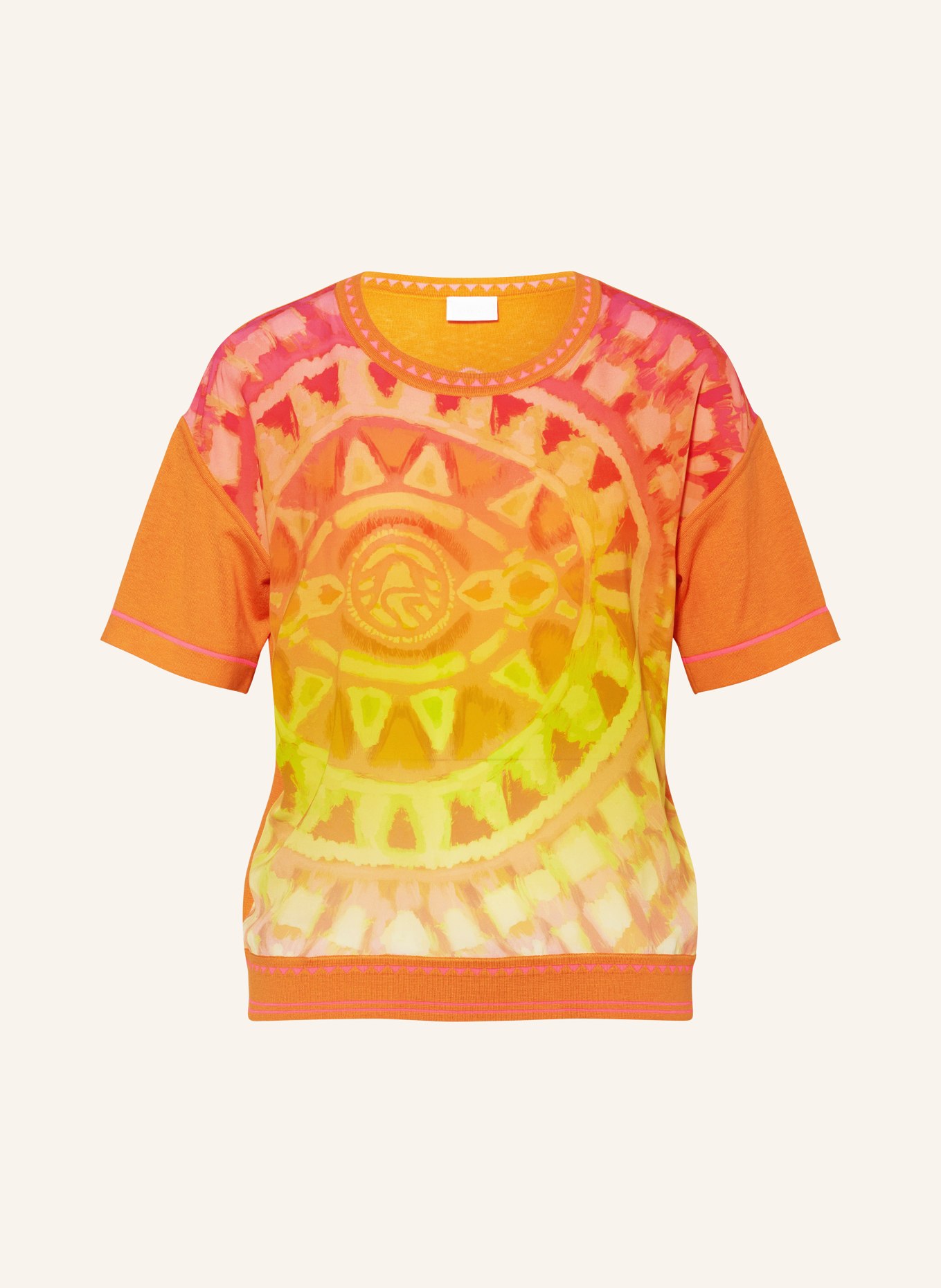 SPORTALM T-shirt in mixed materials, Color: ORANGE/ YELLOW/ NEON PINK (Image 1)