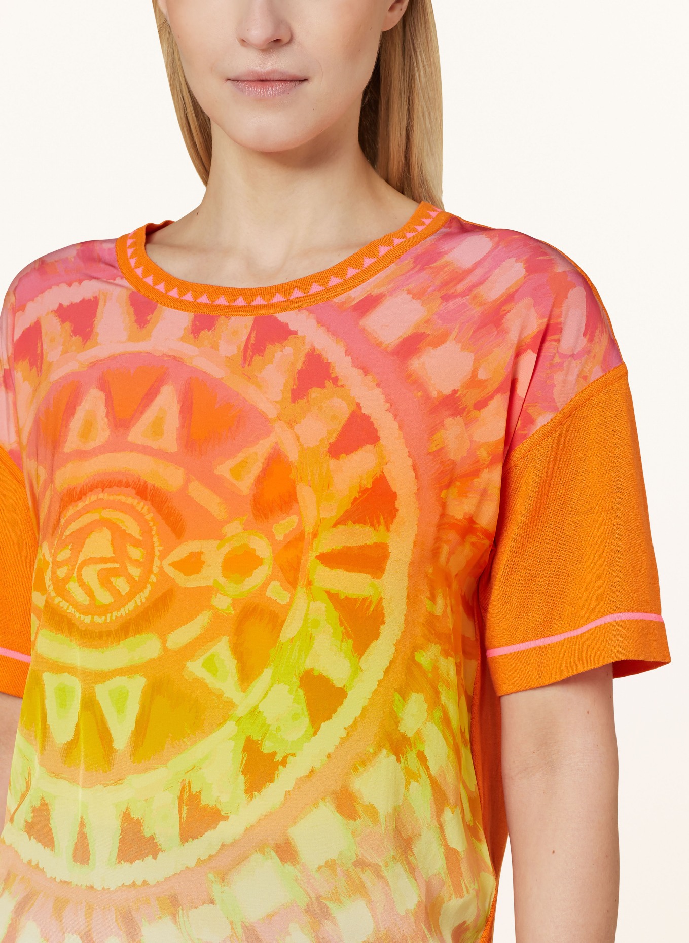 SPORTALM T-shirt in mixed materials, Color: ORANGE/ YELLOW/ NEON PINK (Image 4)