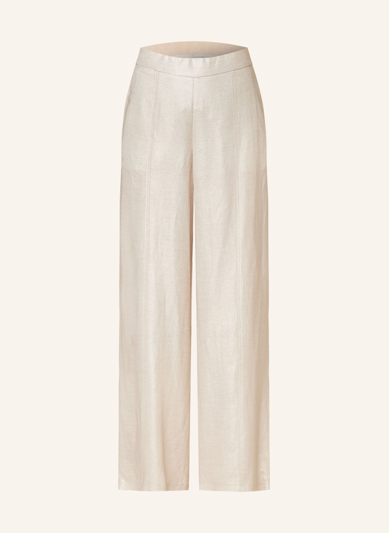 ULLI EHRLICH SPORTALM Wide leg trousers with glitter thread, Color: BEIGE (Image 1)