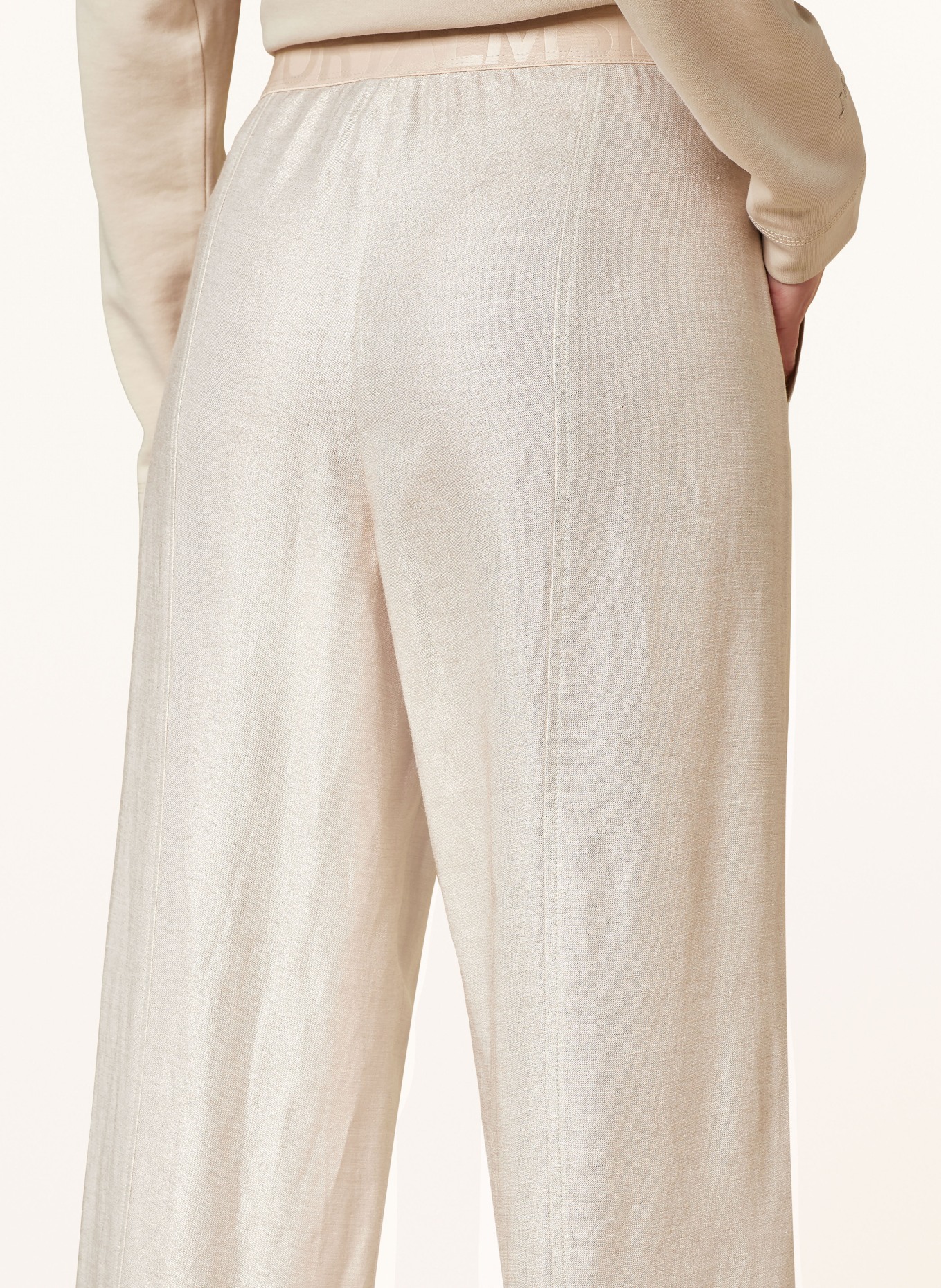 ULLI EHRLICH SPORTALM Wide leg trousers with glitter thread, Color: BEIGE (Image 5)
