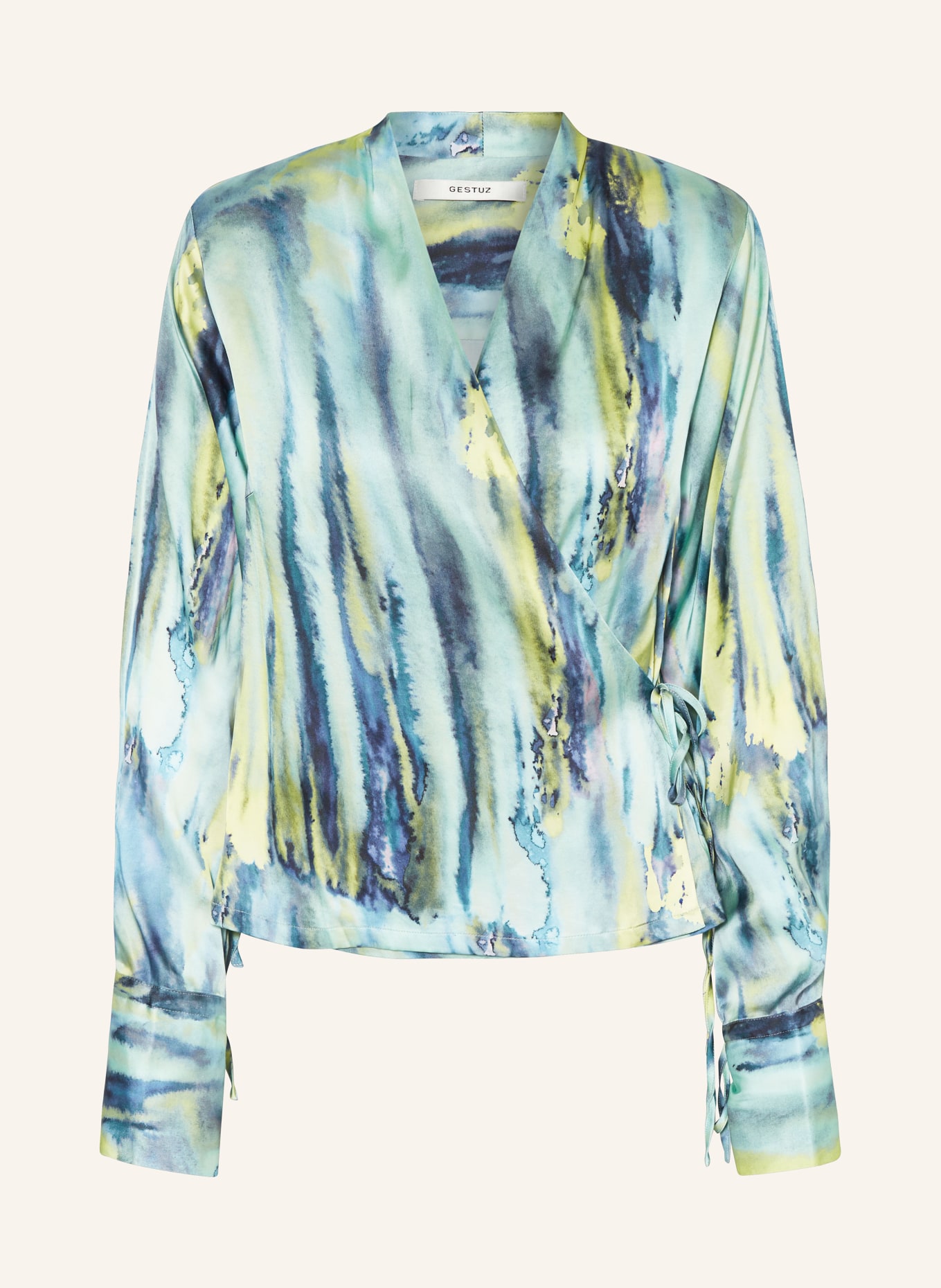 GESTUZ Shirt blouse WALERIEGZ in wrap look, Color: MINT/ BLUE/ YELLOW (Image 1)