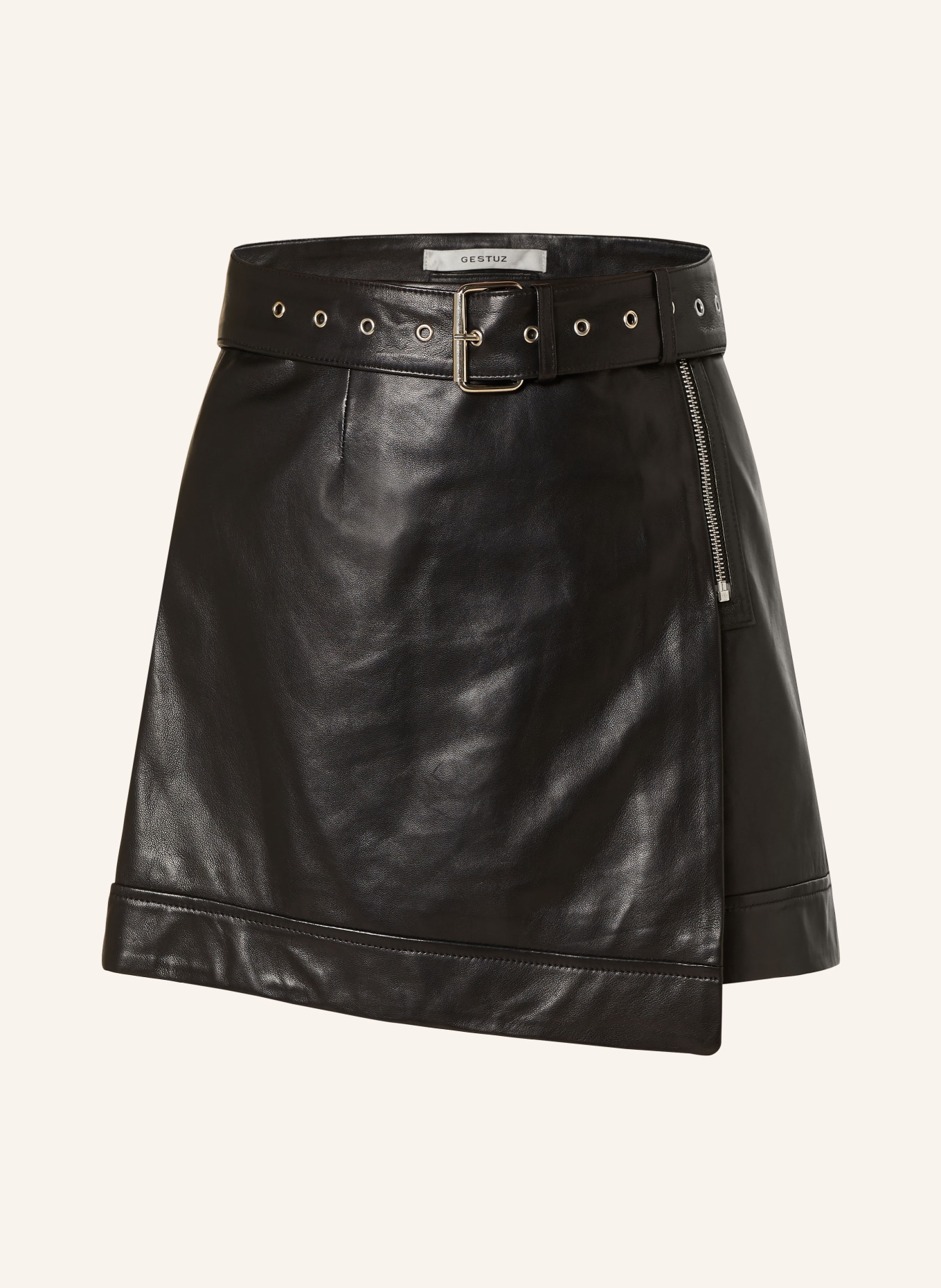 GESTUZ Leather skirt AMIDAGZ, Color: BLACK (Image 1)